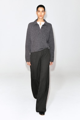 MERINO WOOL POLO SHIRT — GREY MÉLANGE 2