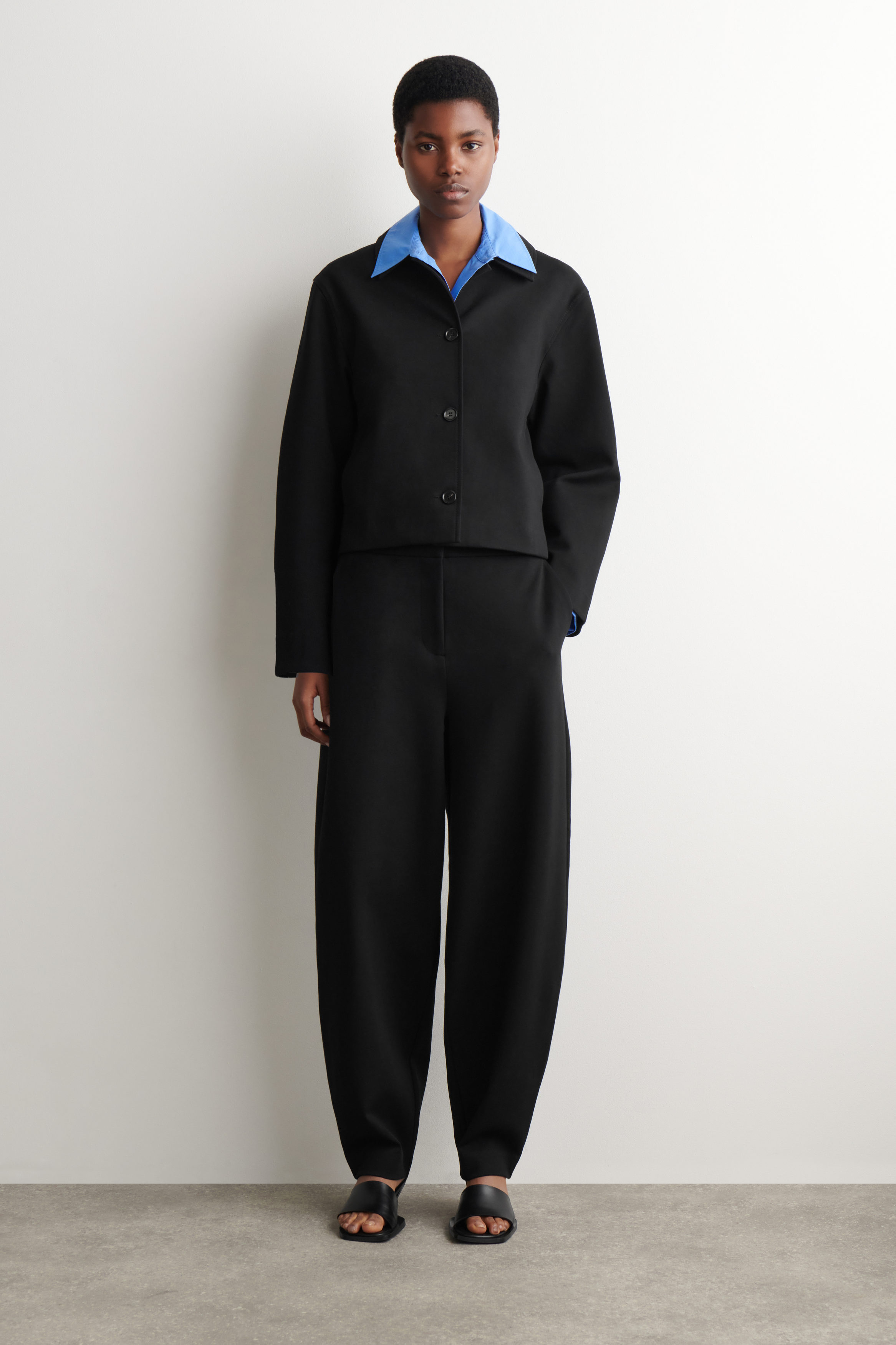 lcdc キャミ　glowny blackup cos musinsa JERSEY TULIP PANTS - BLACK | COS US