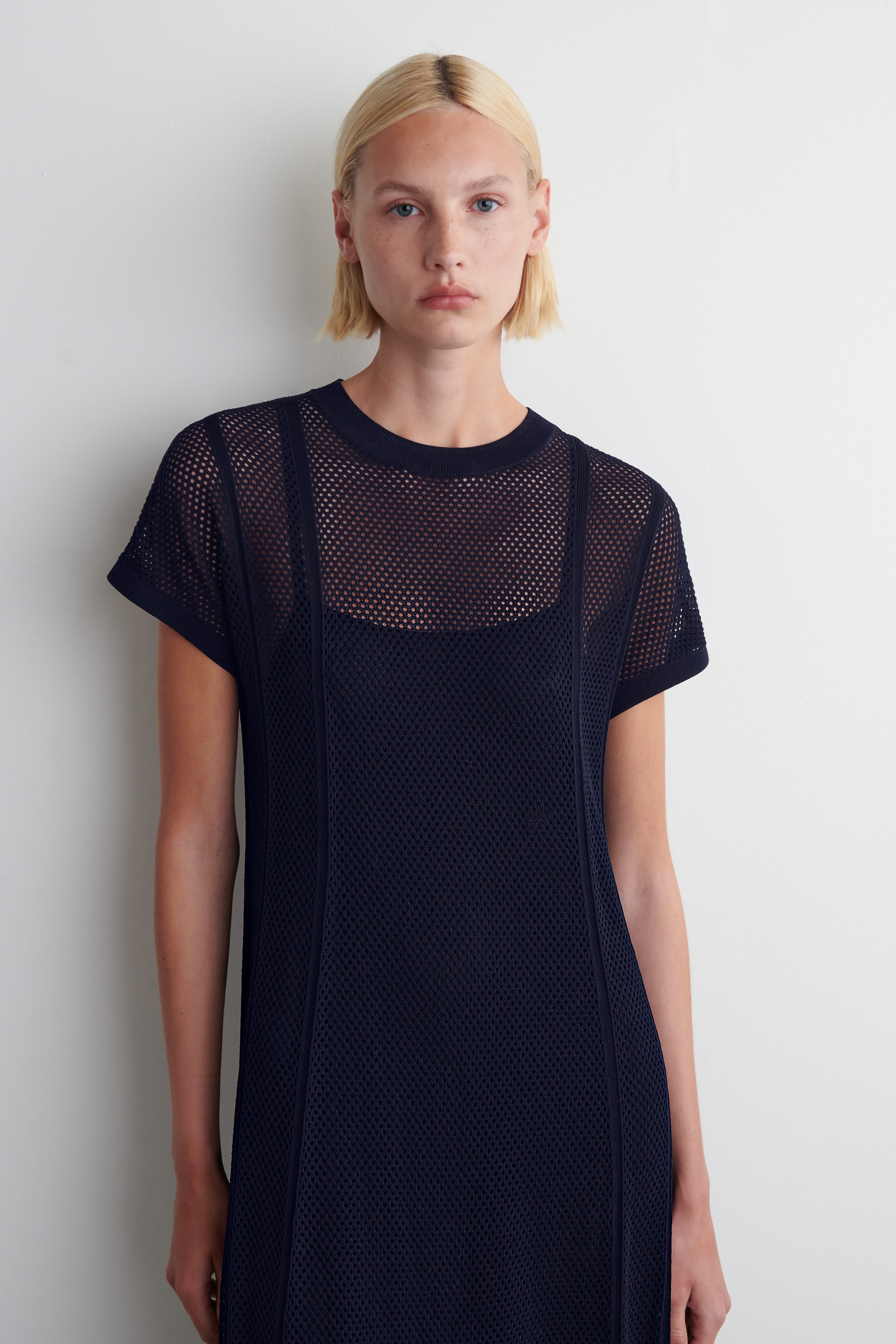POINTELLE-KNIT COTTON MAXI DRESS