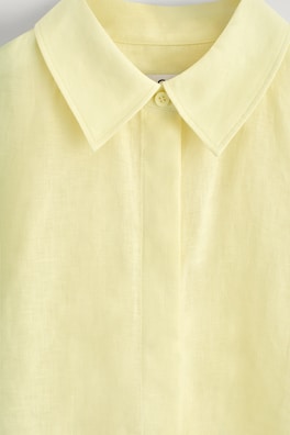 OVERSIZED SHORT-SLEEVED LINEN SHIRT — YELLOW 7
