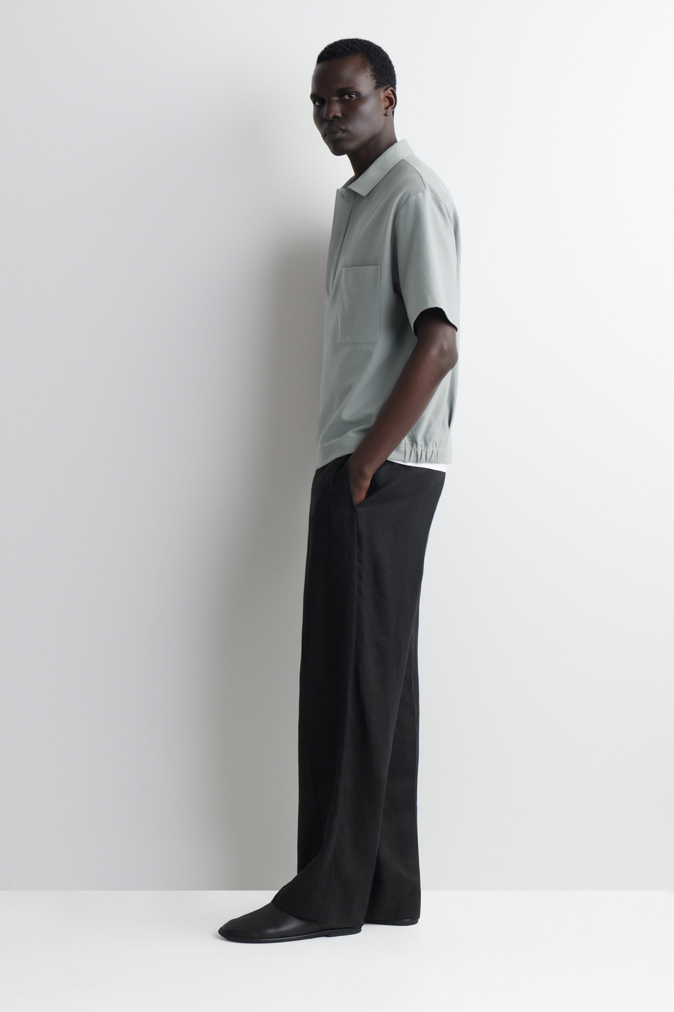 COTTON-PIQUÉ POPOVER SHIRT - thumbnail 2