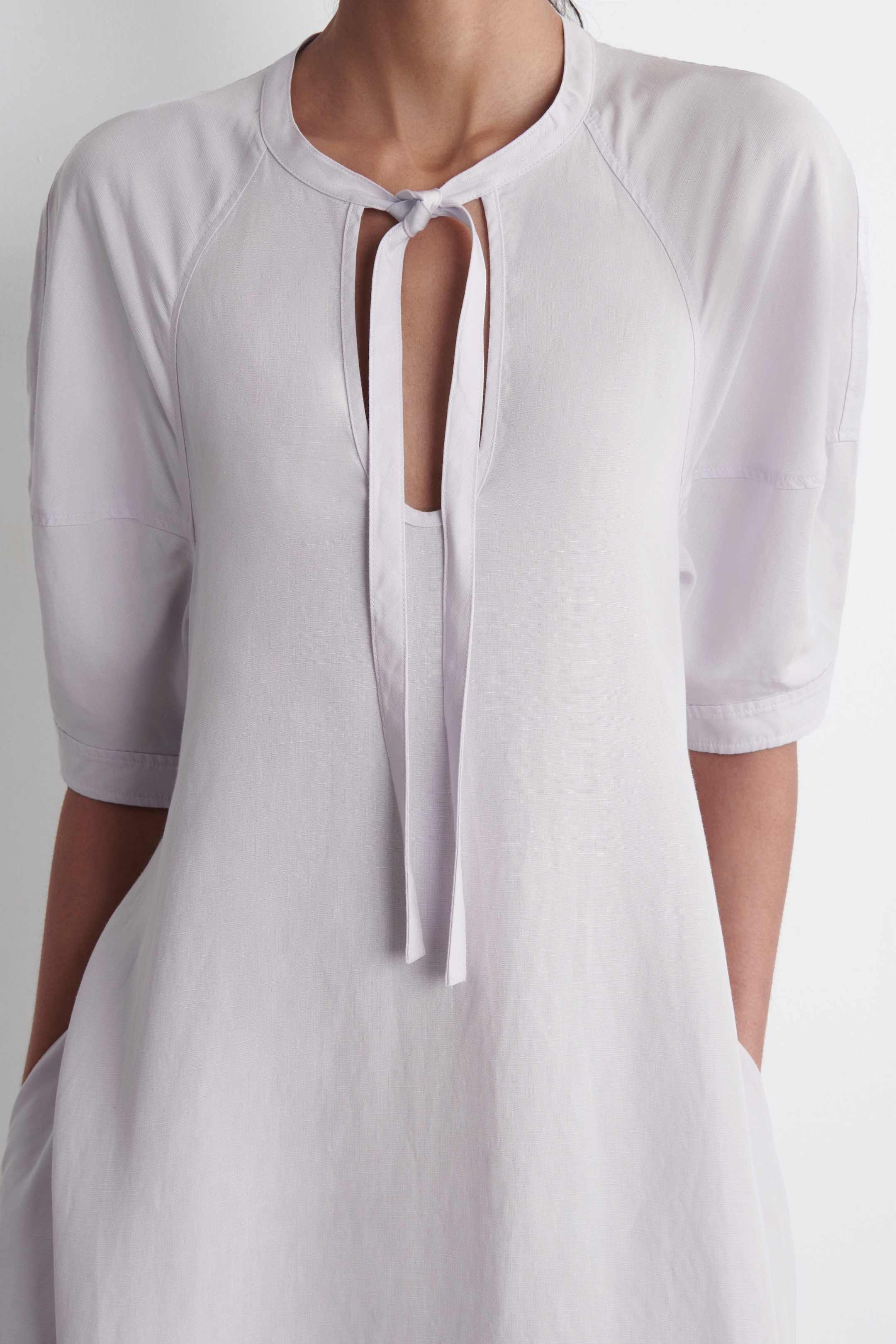 TIE-DETAIL MIDI DRESS