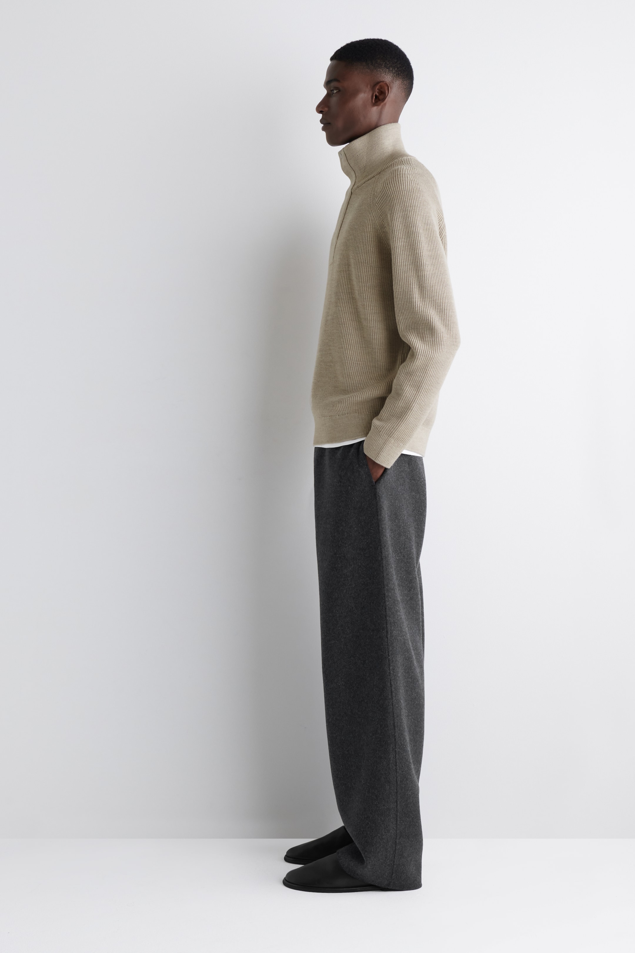 Преглед на по-голямо изображение: RIBBED WOOL HALF-ZIP JUMPER - БЕЖОВО - МЪЖЕ | H&M BG 4