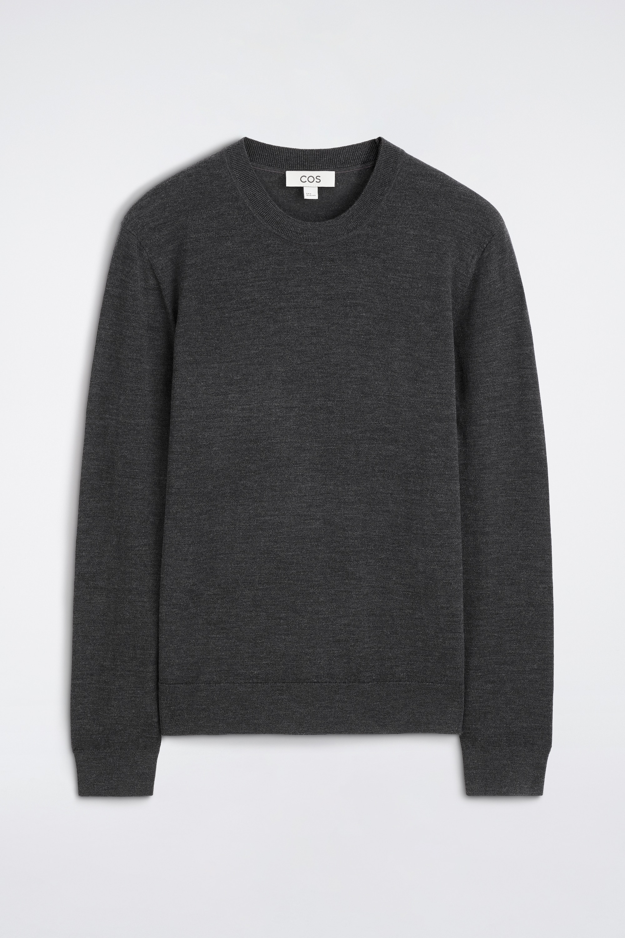 SLIM MERINO WOOL CREW-NECK JUMPER - CHARCOAL MÉLANGE/BLACK