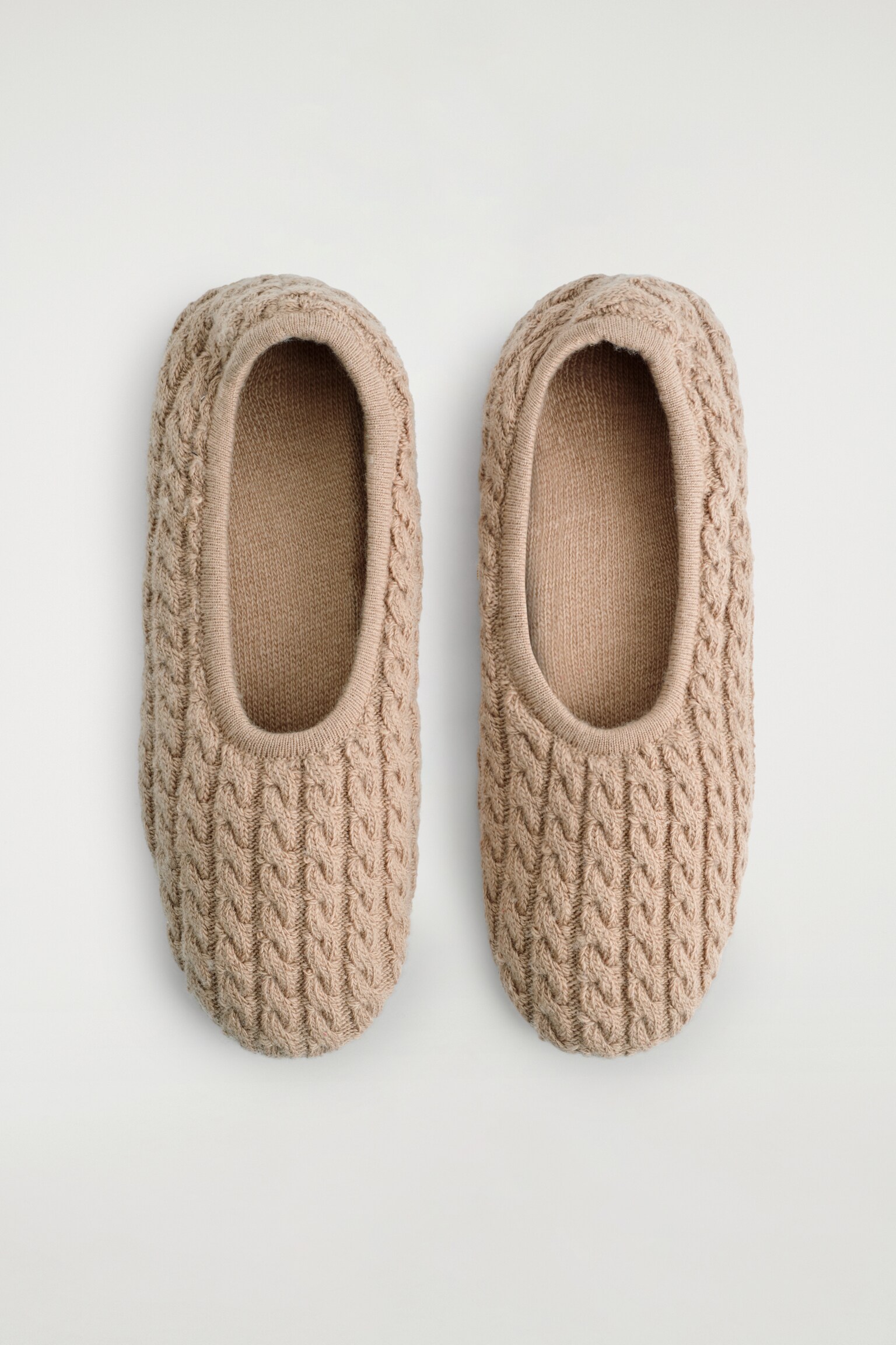 CABLE-KNIT SLIPPERS - BEIGE - 2