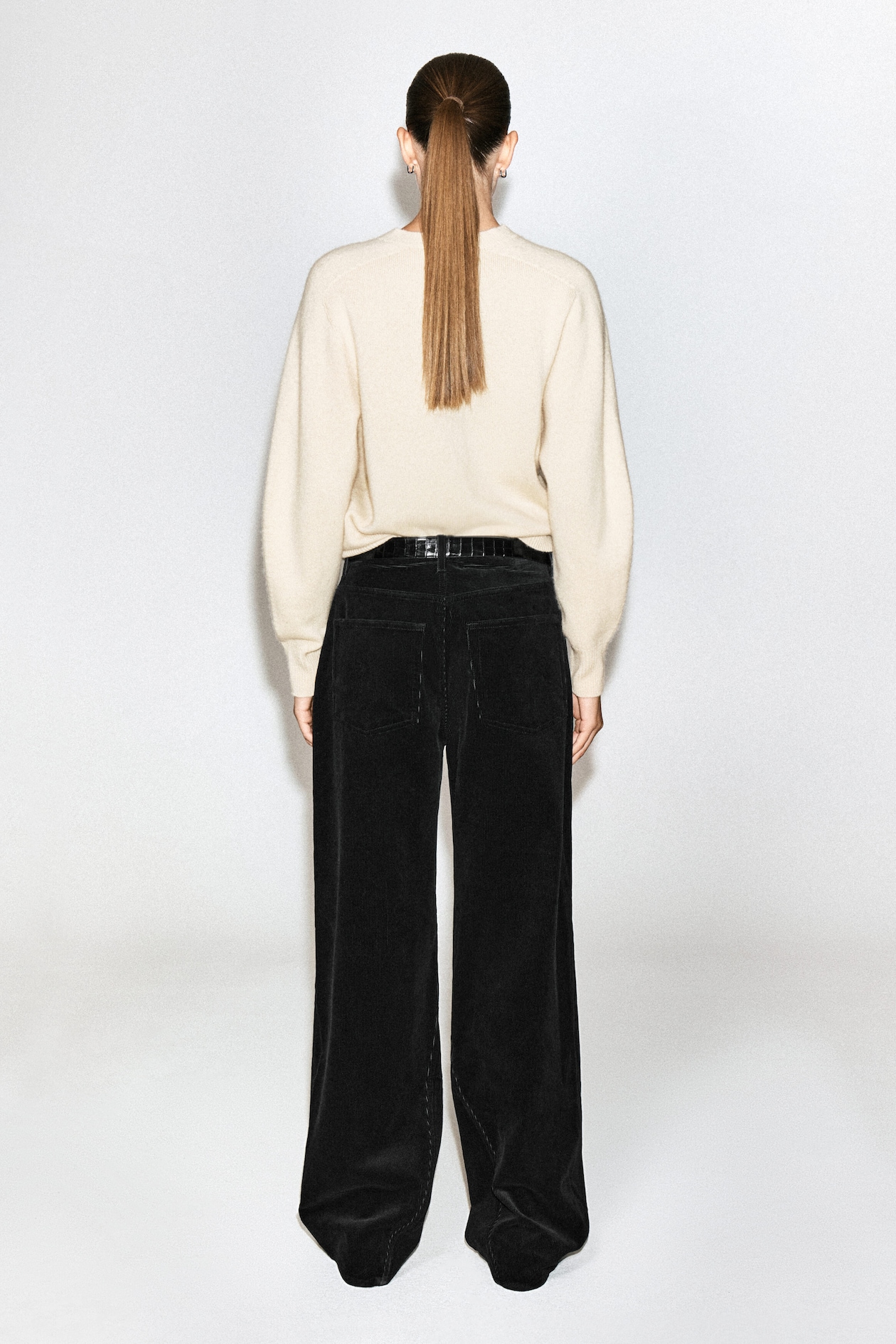 FACADE CORDUROY STRAIGHT-LEG JEANS — BLACK