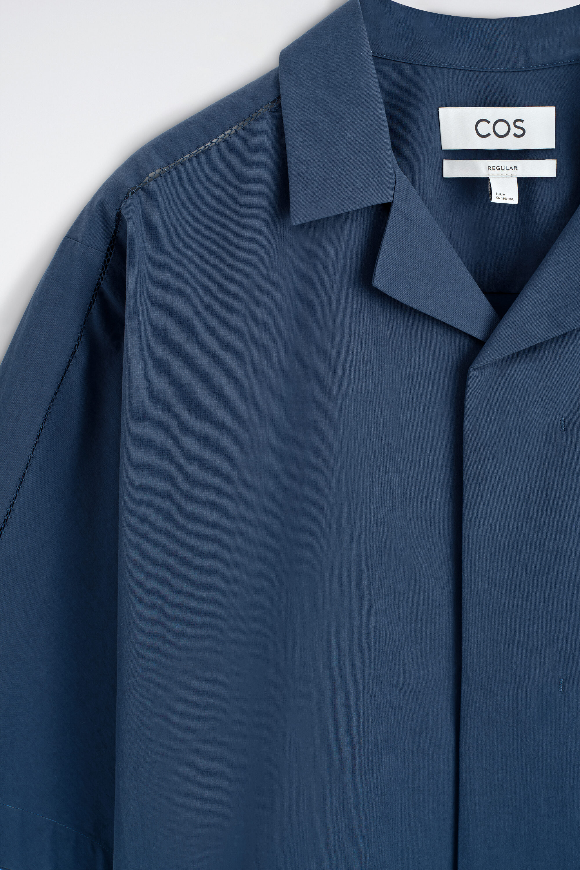 EMBROIDERED CAMP-COLLAR PIMA COTTON SHIRT - NAVY | COS US