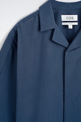 EMBROIDERED CAMP-COLLAR PIMA COTTON SHIRT — NAVY 6