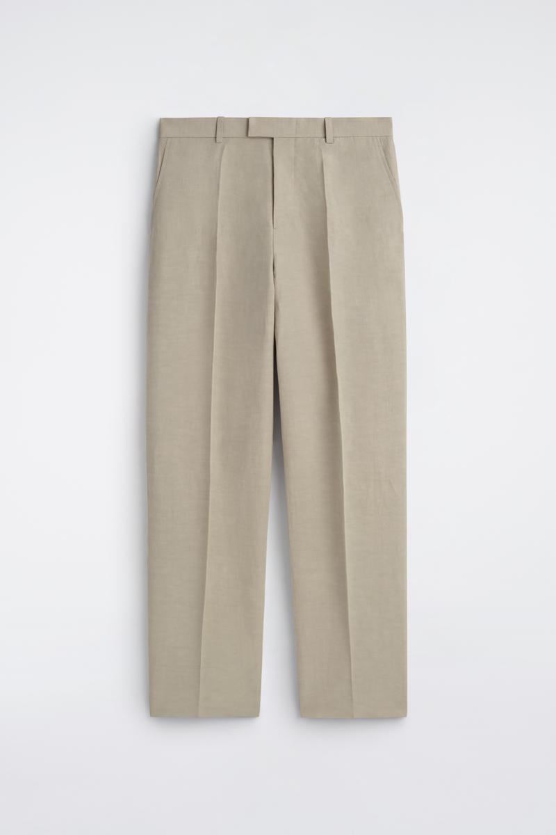 Linen-Blend Relaxed-Fit Straight-Leg Pants in Beige