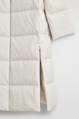 SHAWL-COLLAR QUILTED DOWN LONG COAT — OFF-WHITE 6