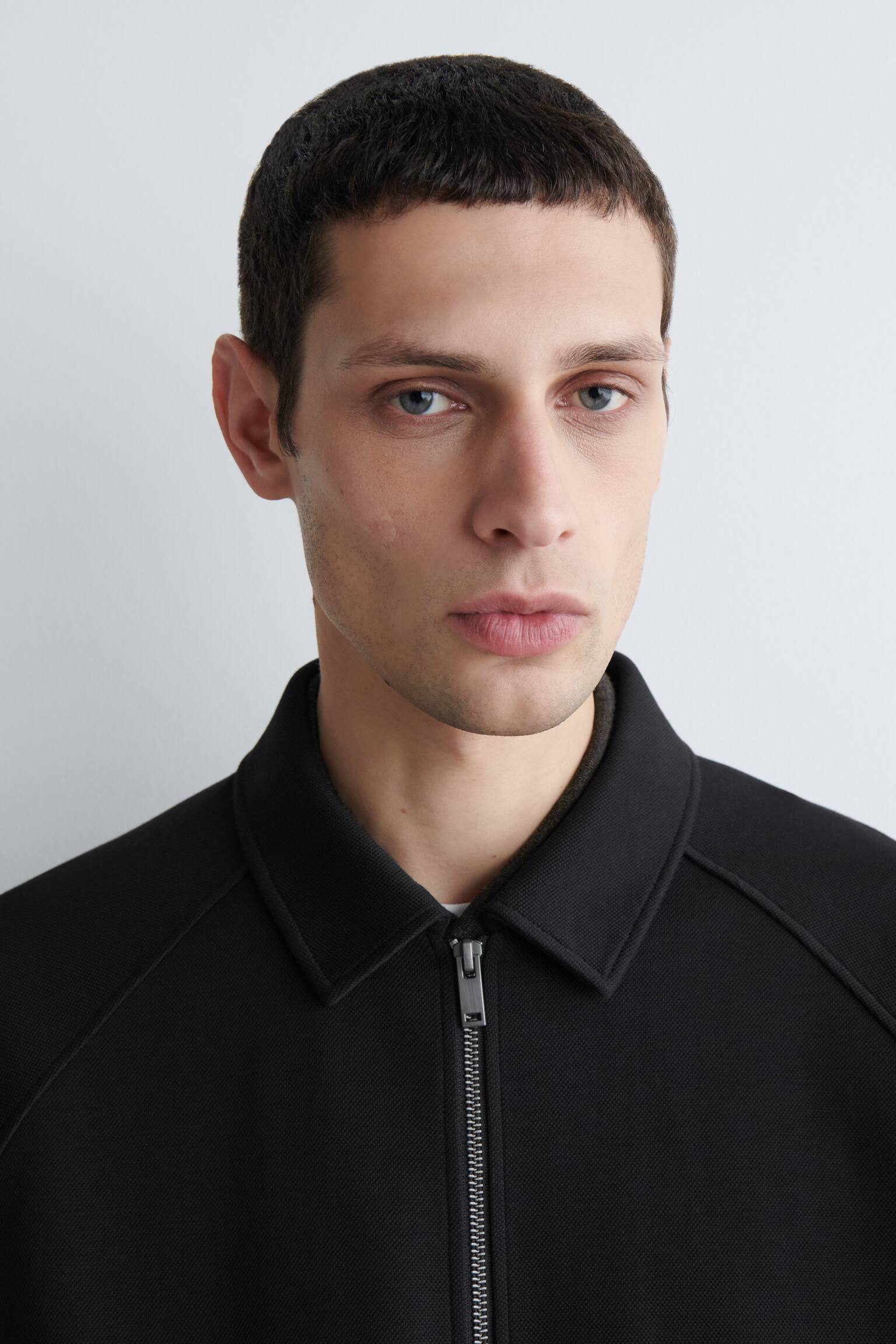 COTTON-JERSEY BOMBER JACKET - כחול כהה/ירוק כהה - 6