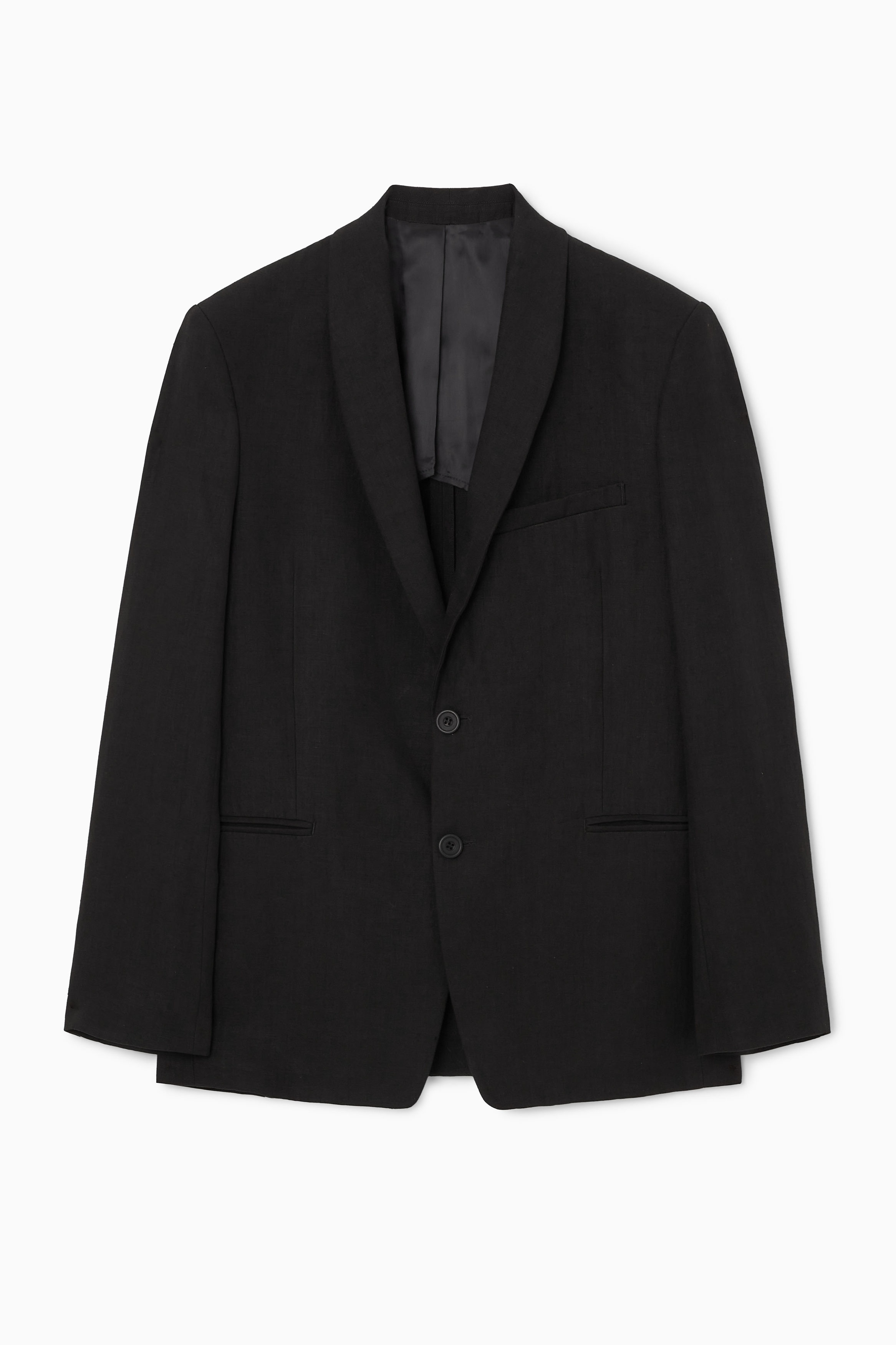 REGULAR SINGLE-BREASTED LINEN BLAZER - BLACK | COS