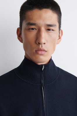 DOUBLE-FACED KNITTED HALF-ZIP JUMPER — NAVY 2