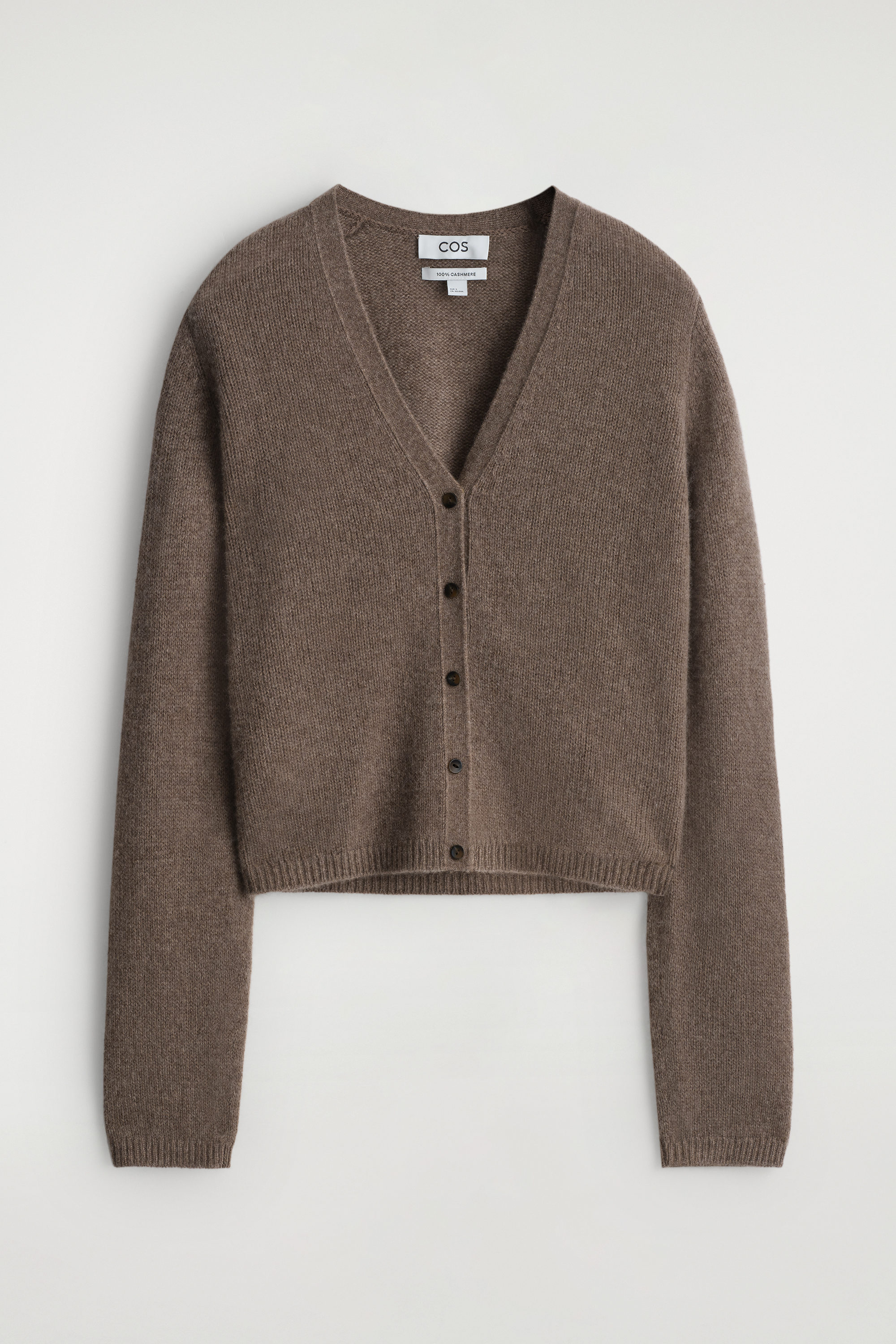 CASHMERE V-NECK CARDIGAN - BROWN MÉLANGE | COS US