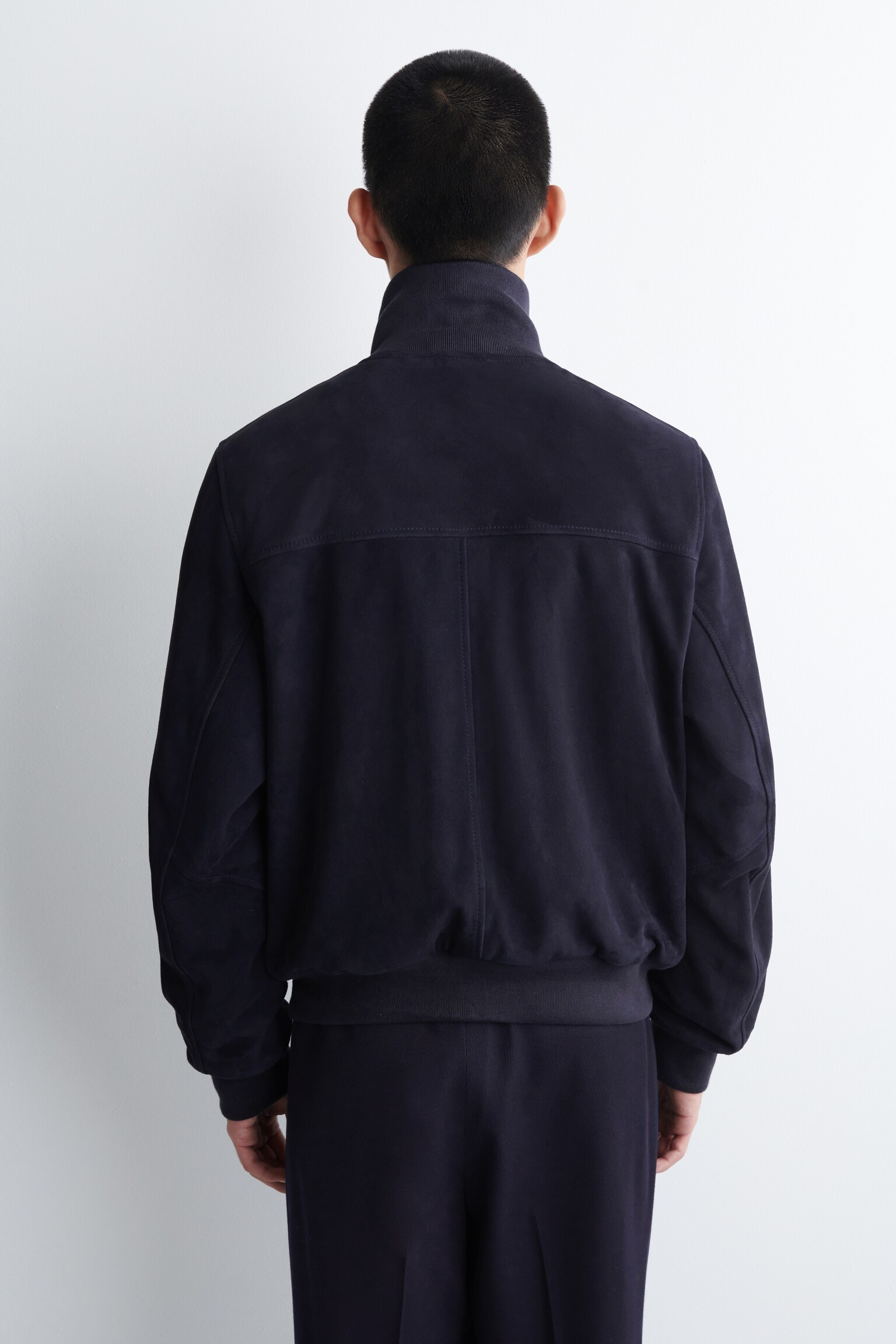 BLOUSON AVIATEUR EN DAIM - BLEU MARINE - 8