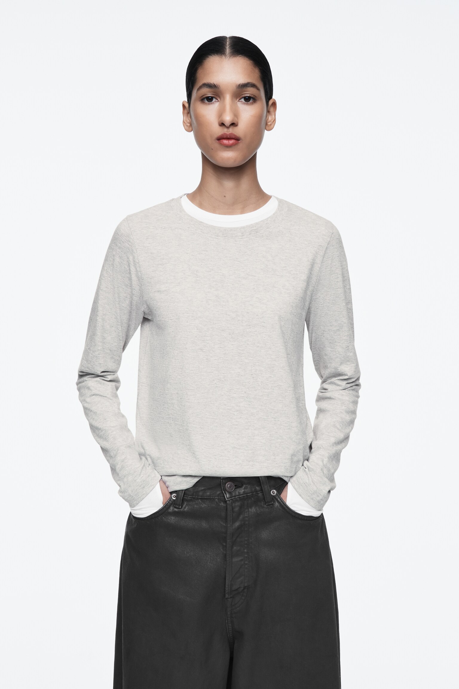 24/7 LONG-SLEEVED T-SHIRT - LIGHT GREY/WHITE