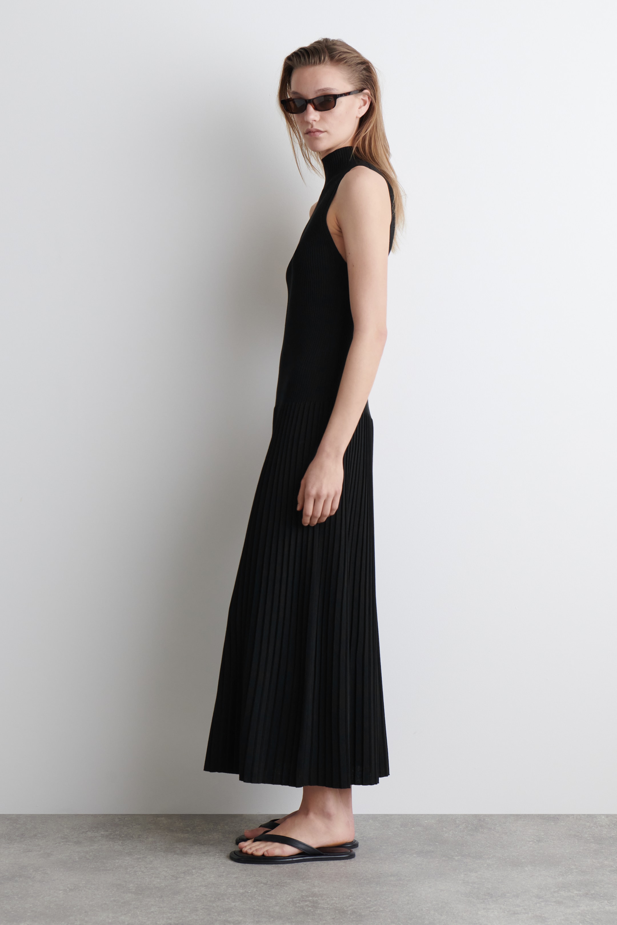 View larger image: PLEATED HIGH-NECK MAXI DRESS - BLACK - Ladies | H&M GB 2