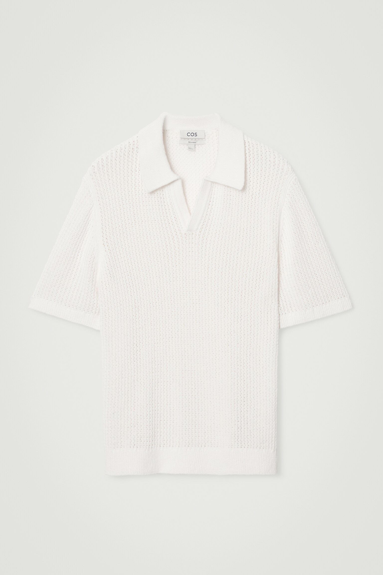 OPEN-KNIT POLO SHIRT - OFF-WHITE/BRIGHT BLUE - 1