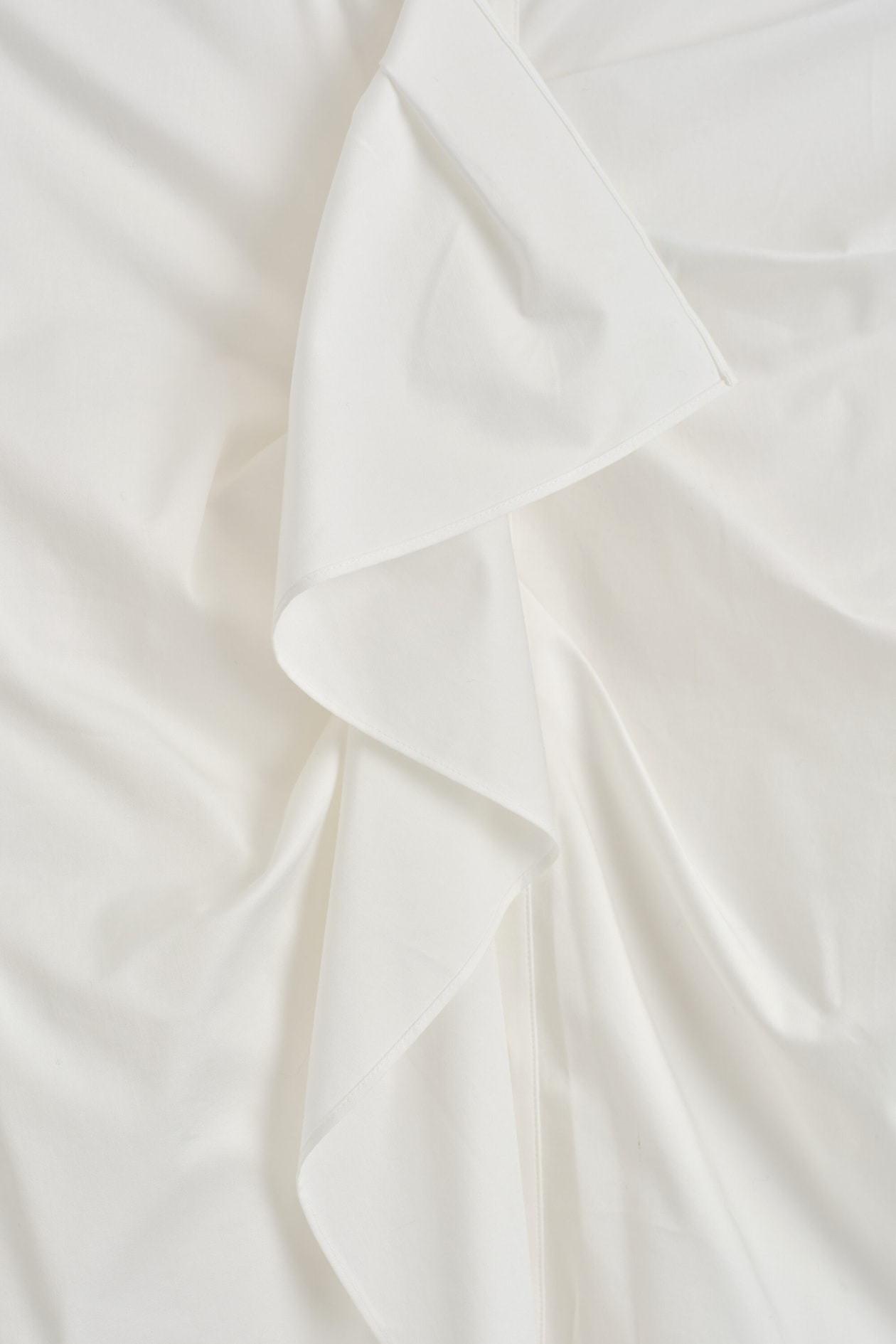 RUFFLED COTTON BLOUSE — WHITE