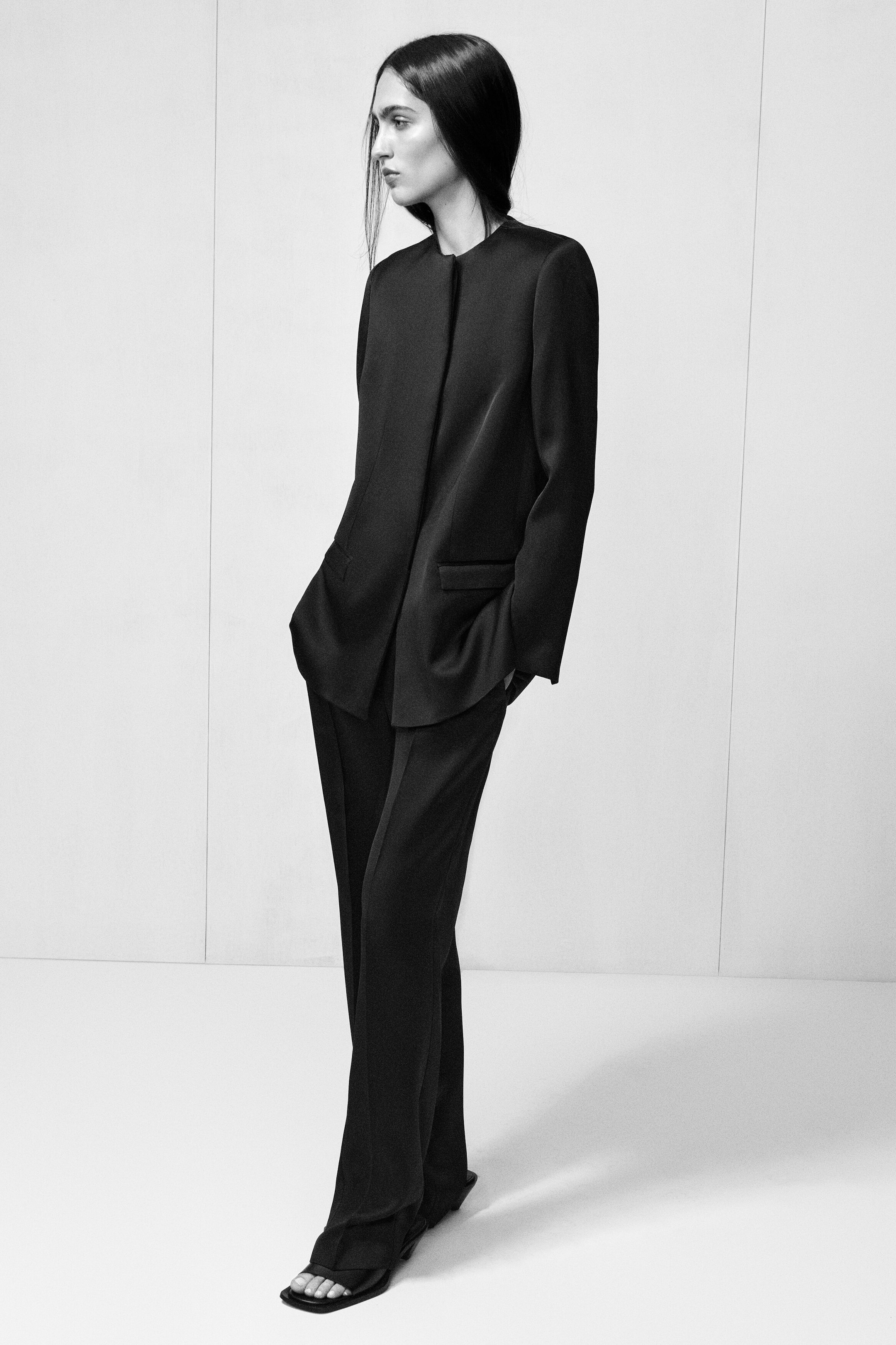 TAILORED SATIN STRAIGHT-LEG TROUSERS