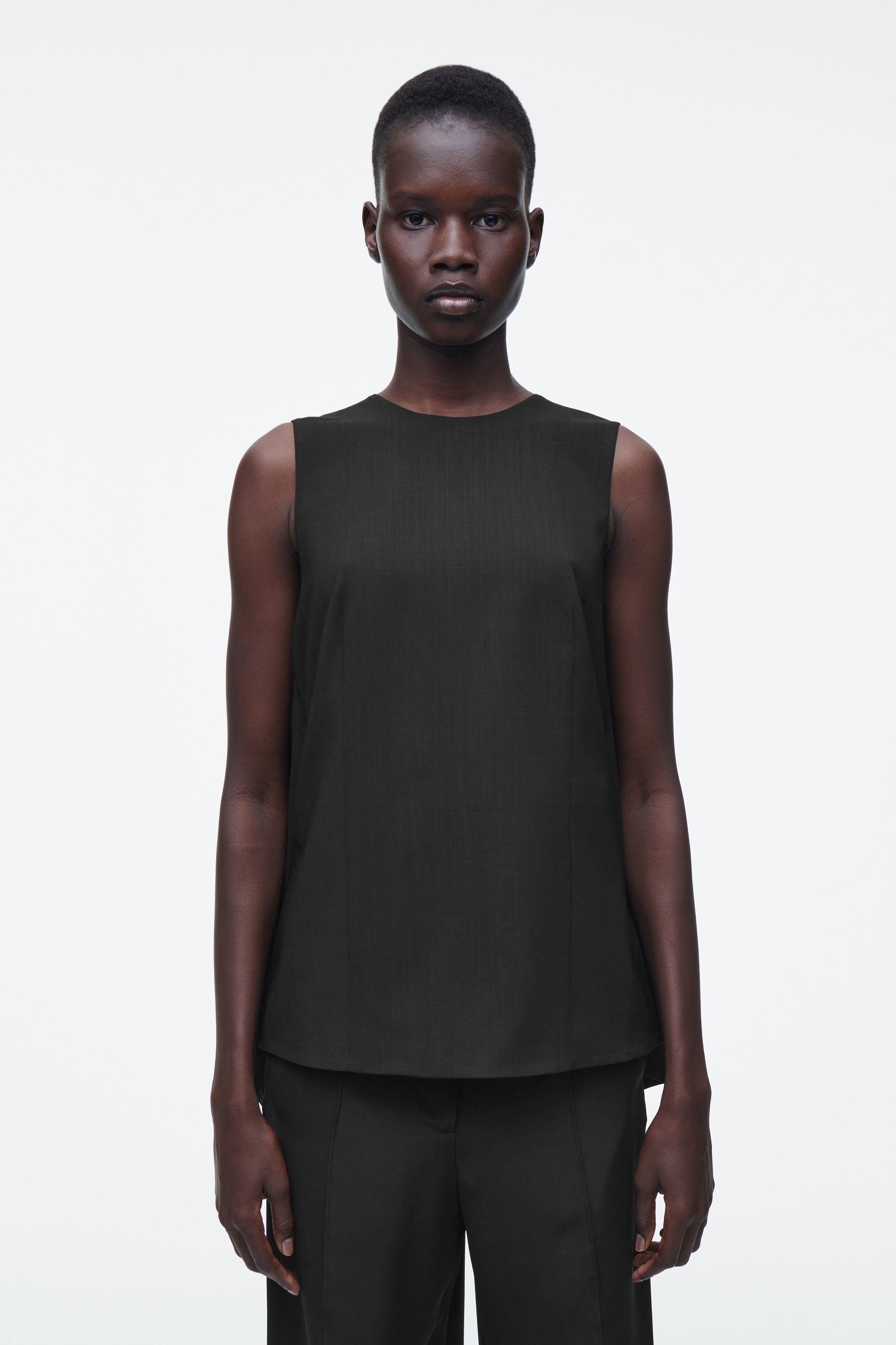 DECONSTRUCTED OPEN-BACK WOOL TOP - CARBON | COS US