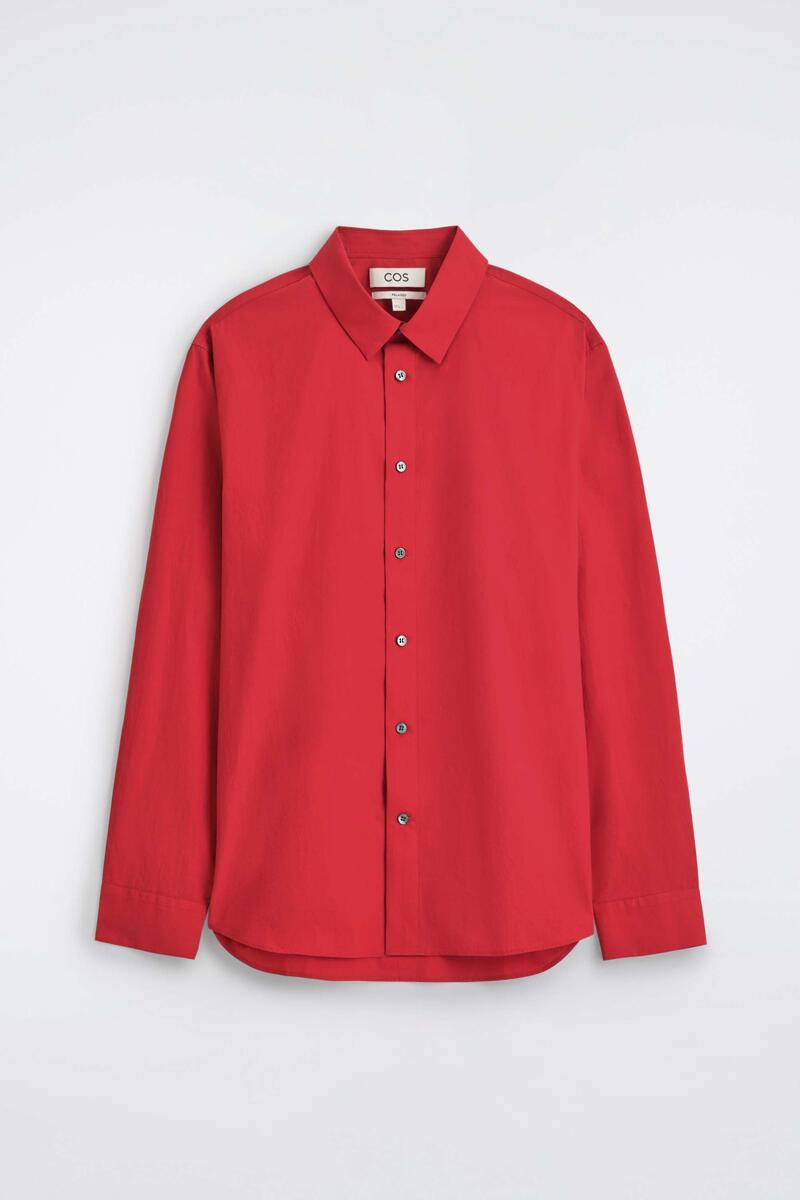 Relaxed Pima Cotton-Poplin Shirt in Red