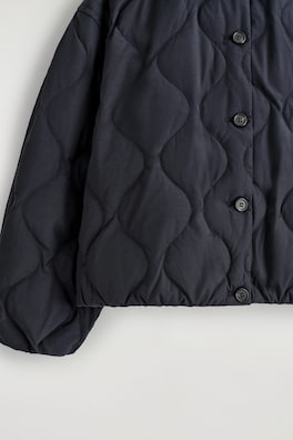 GATHERED QUILTED DOWN JACKET — NAVY 8