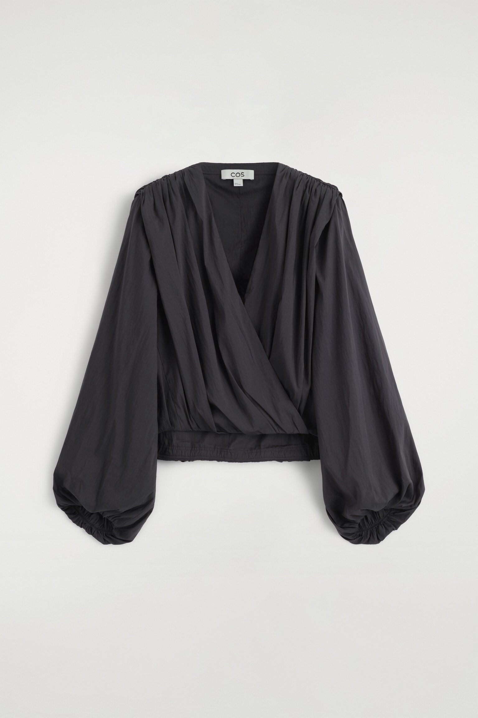 BLUSA A PORTAFOGLIO ARRICCIATA - ANTRACITE/ÉCRU - 2