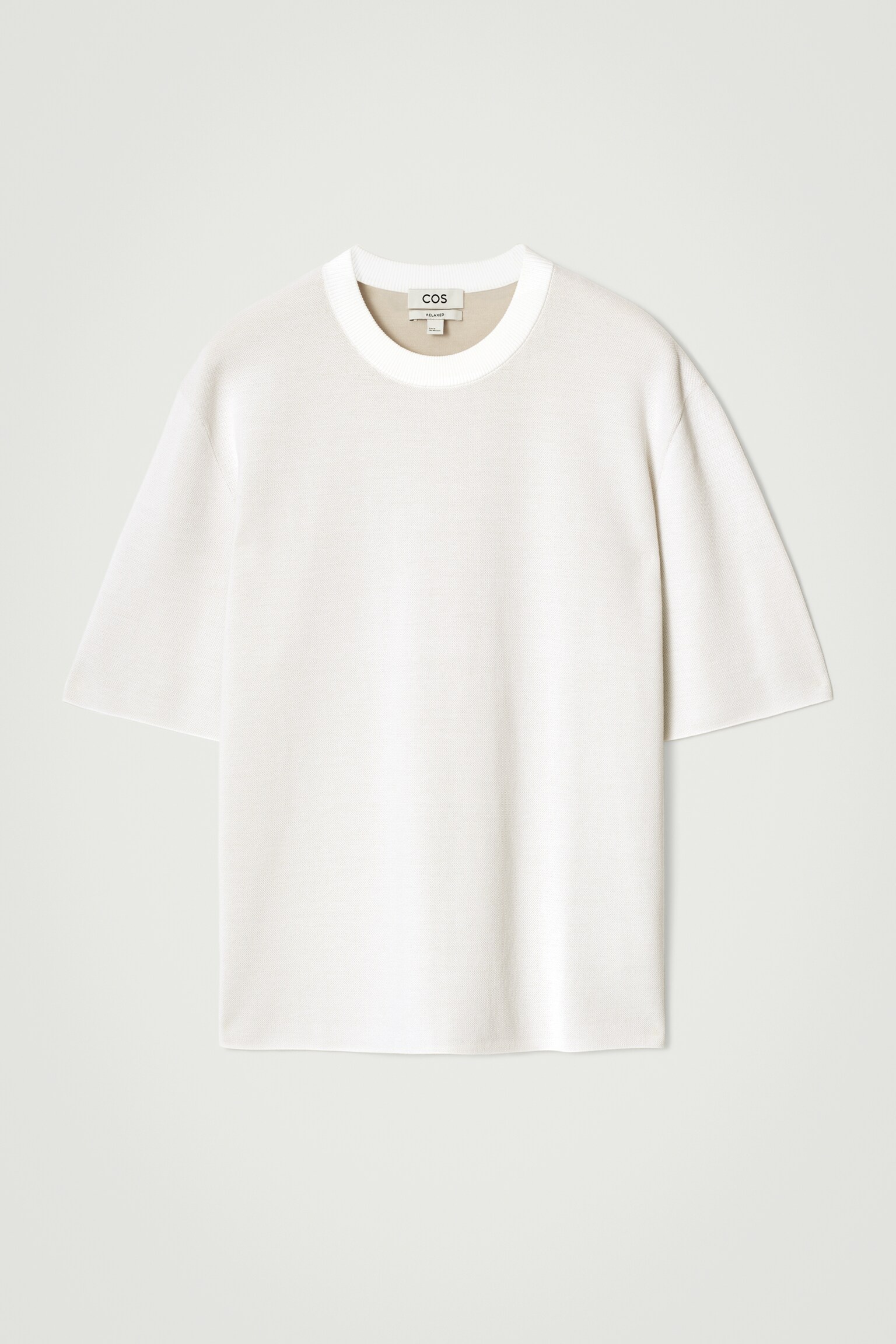 T-SHIRT DÉCONTRACTÉ EN MAILLE DOUBLE FACE - BLANC - 2