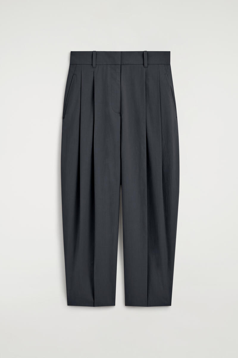 Tailored Cotton Barrel-Leg Pants