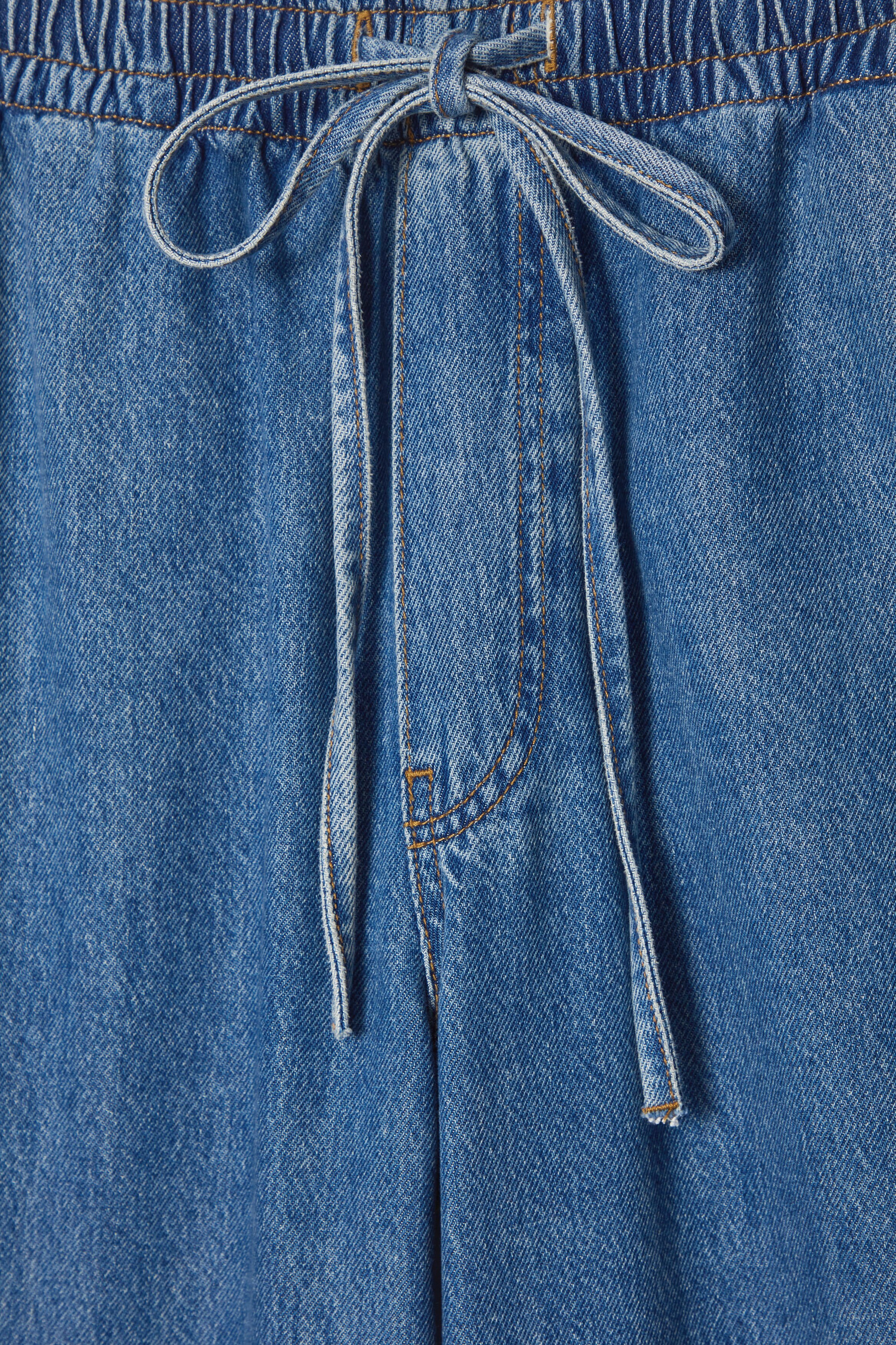 WIDE-LEG FLUID DENIM TROUSERS - WASHED BLUE | COS