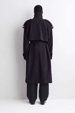 DOUBLE-FACED WOOL-BLEND HERRINGBONE COAT — DARK BROWN 4