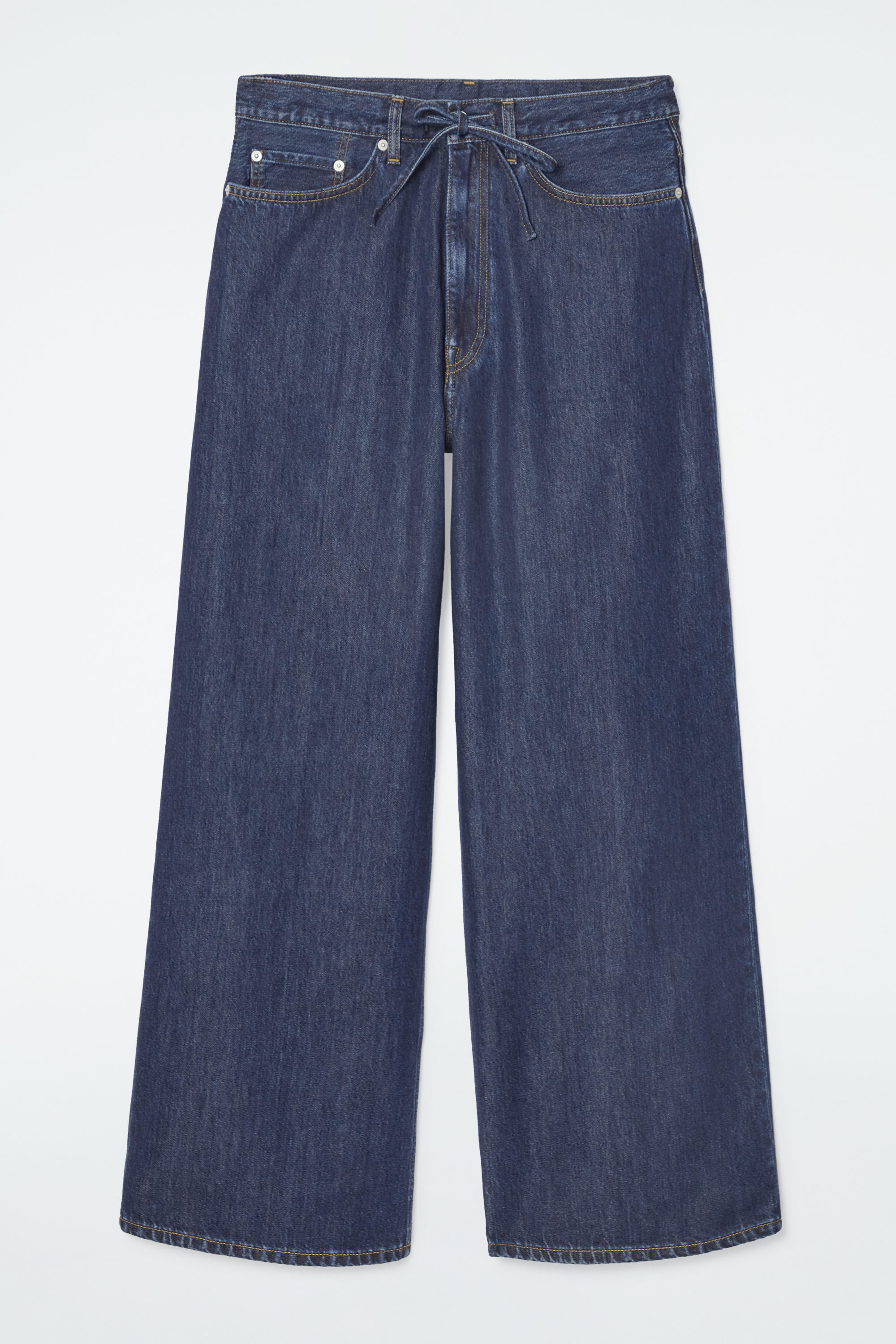 EXTRA WIDE-LEG DRAWSTRING DENIM PANTS - BLUE | COS