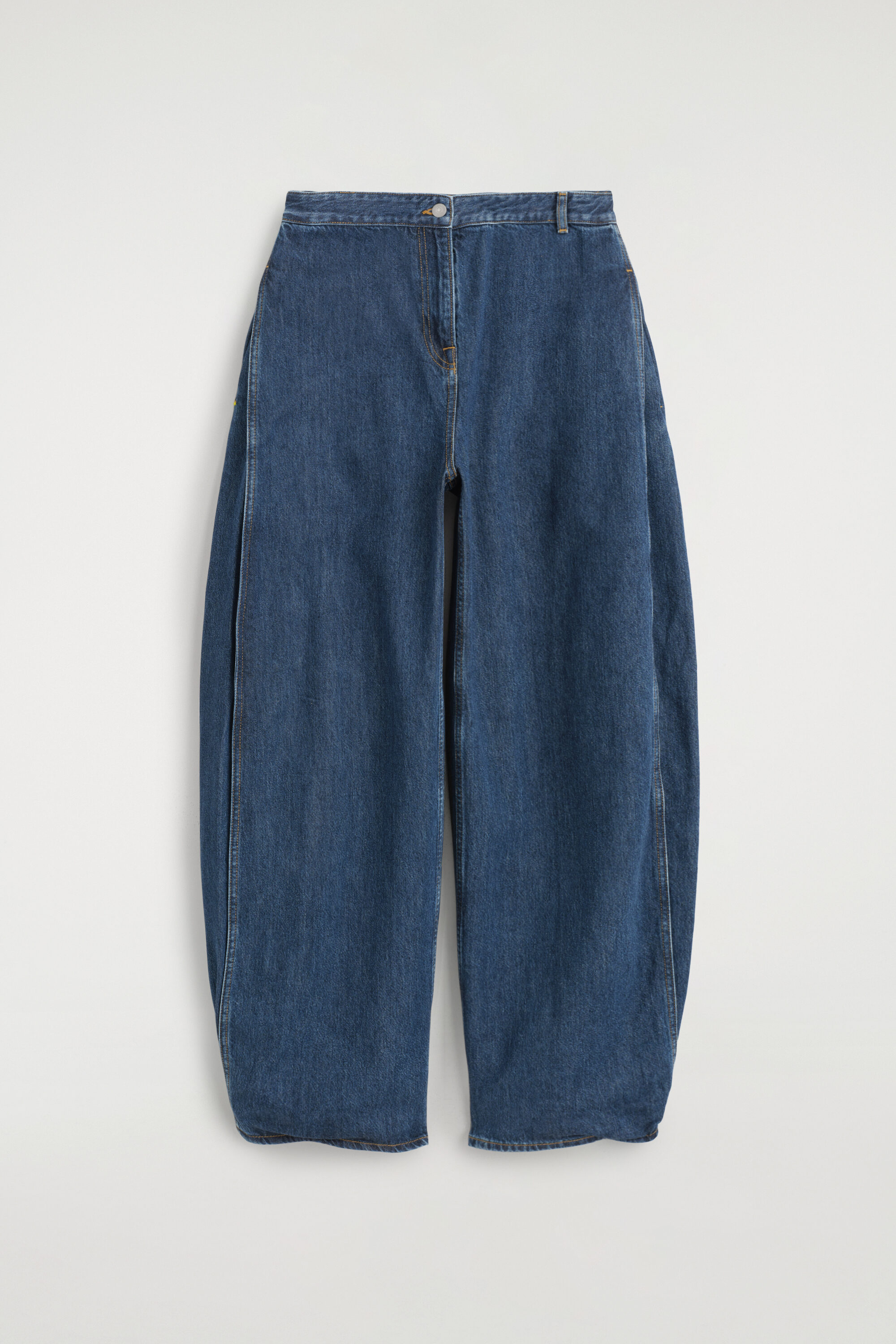 PLEATED-PANEL DENIM BARREL-LEG PANTS - thumbnail 6