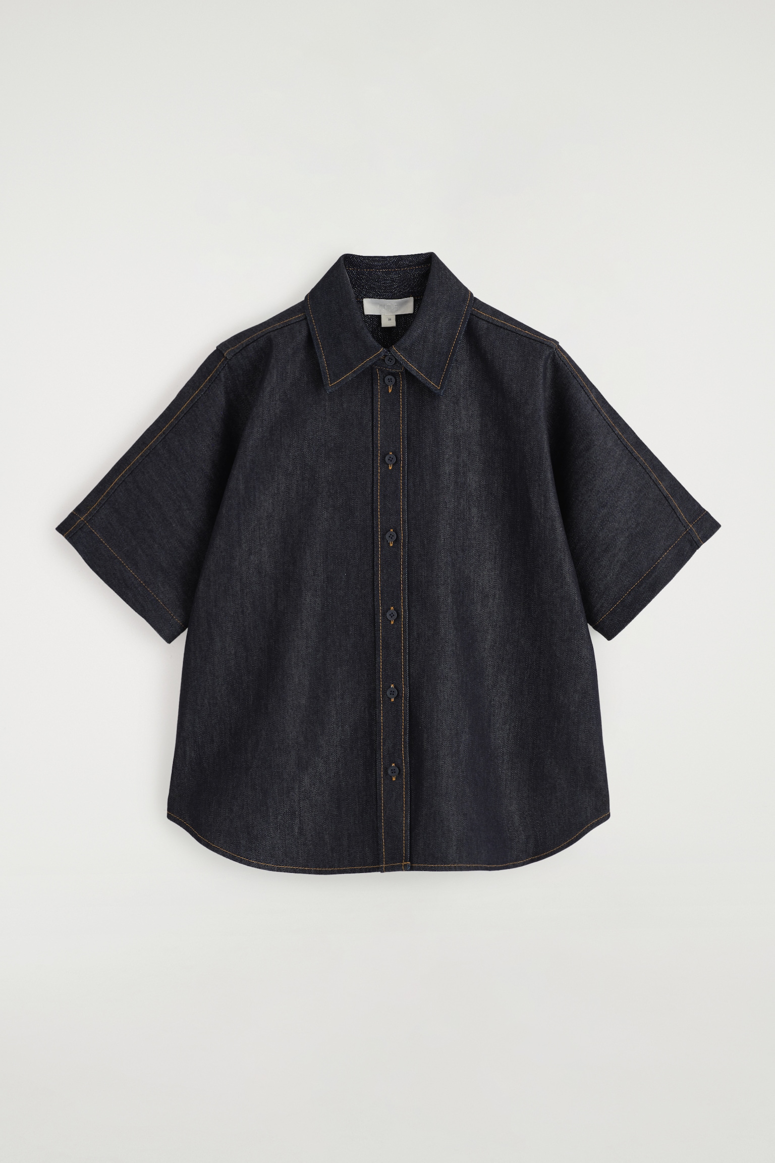 CAMICIA BOXY IN DENIM A MANICHE CORTE - INDACO - 2