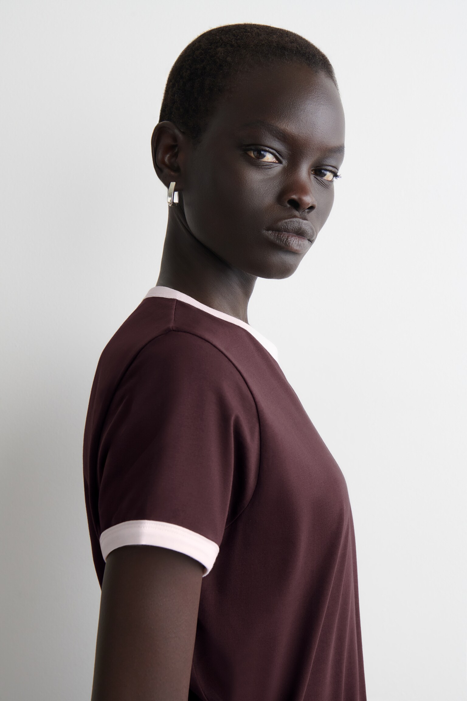 RINGER-T-SHIRT - BURGUNDERROT/CREME/WEISS/BRAUN/NAVYBLAU/WEISS - 3