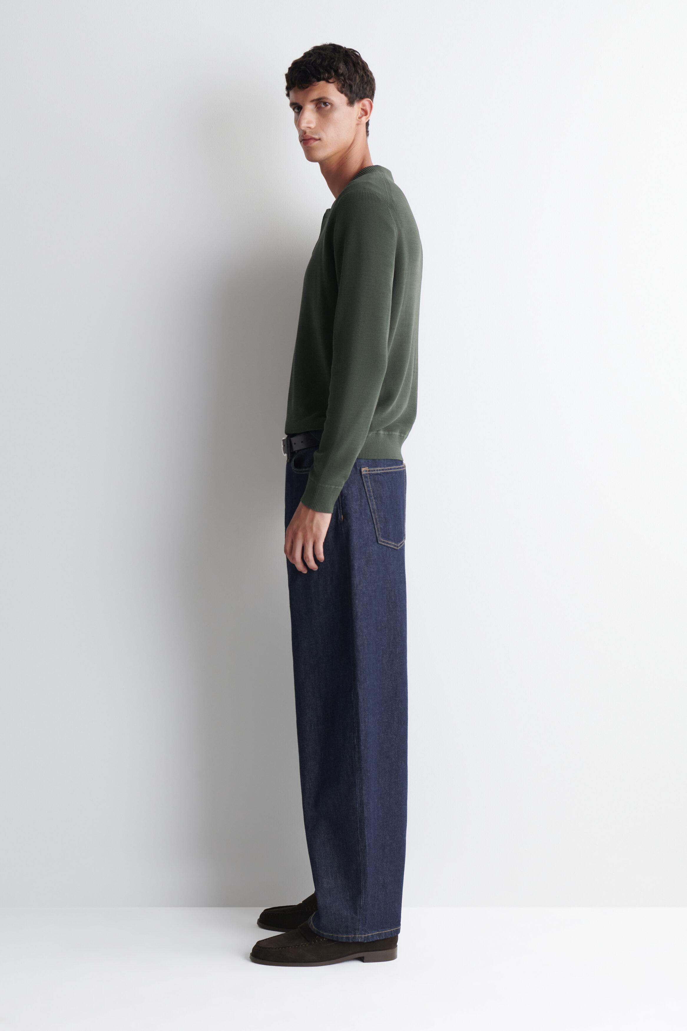 KNITTED COTTON HENLEY SWEATER - thumbnail 3