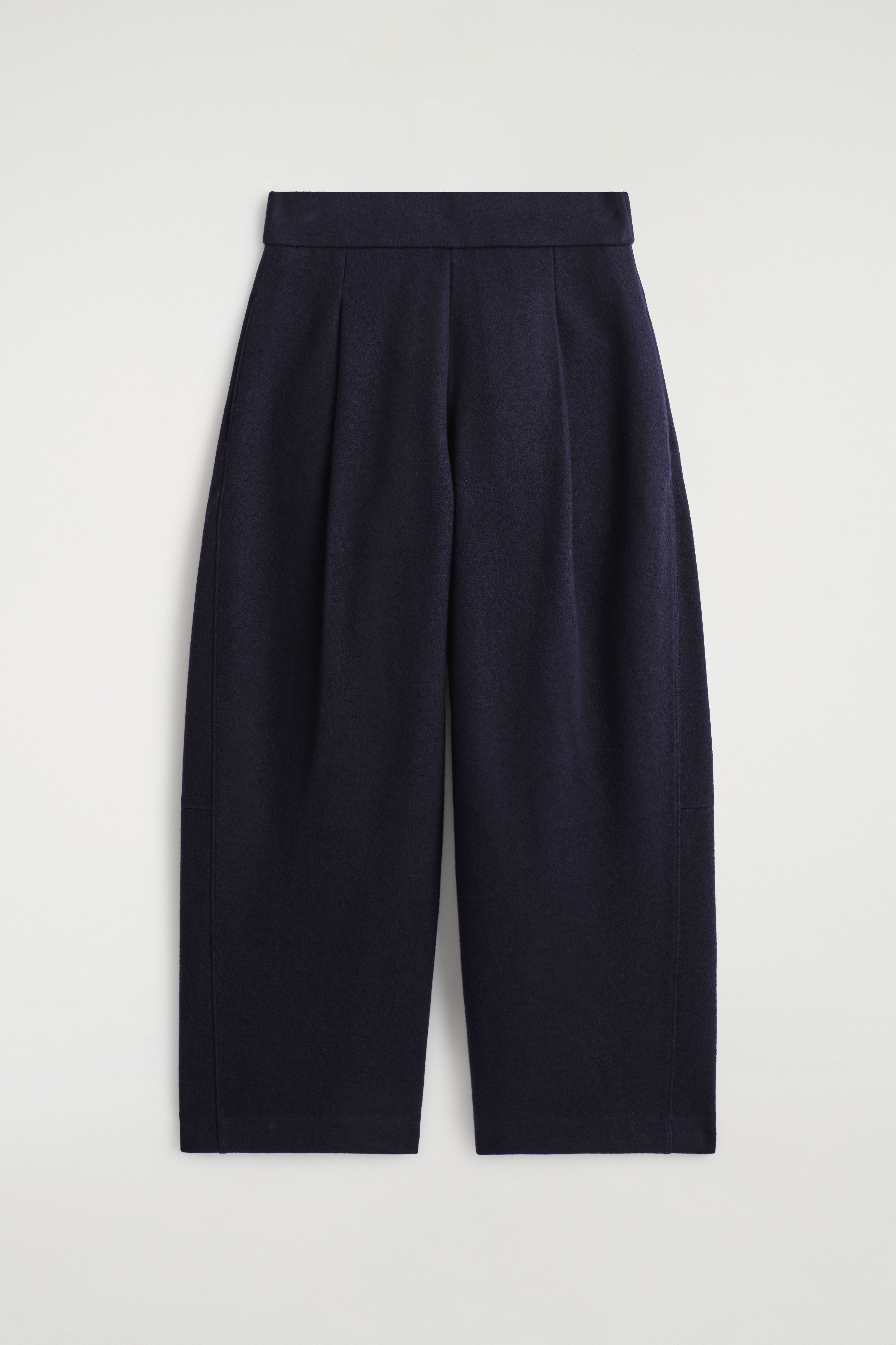 BOILED-WOOL BARREL-LEG TROUSERS - NAVY/DARK-GREY MÉLANGE
