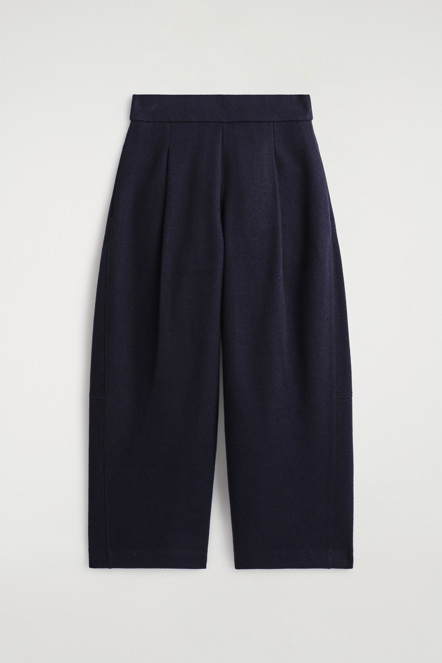 BOILED-WOOL BARREL-LEG TROUSERS - NAVY/DARK-GREY MÉLANGE - 2