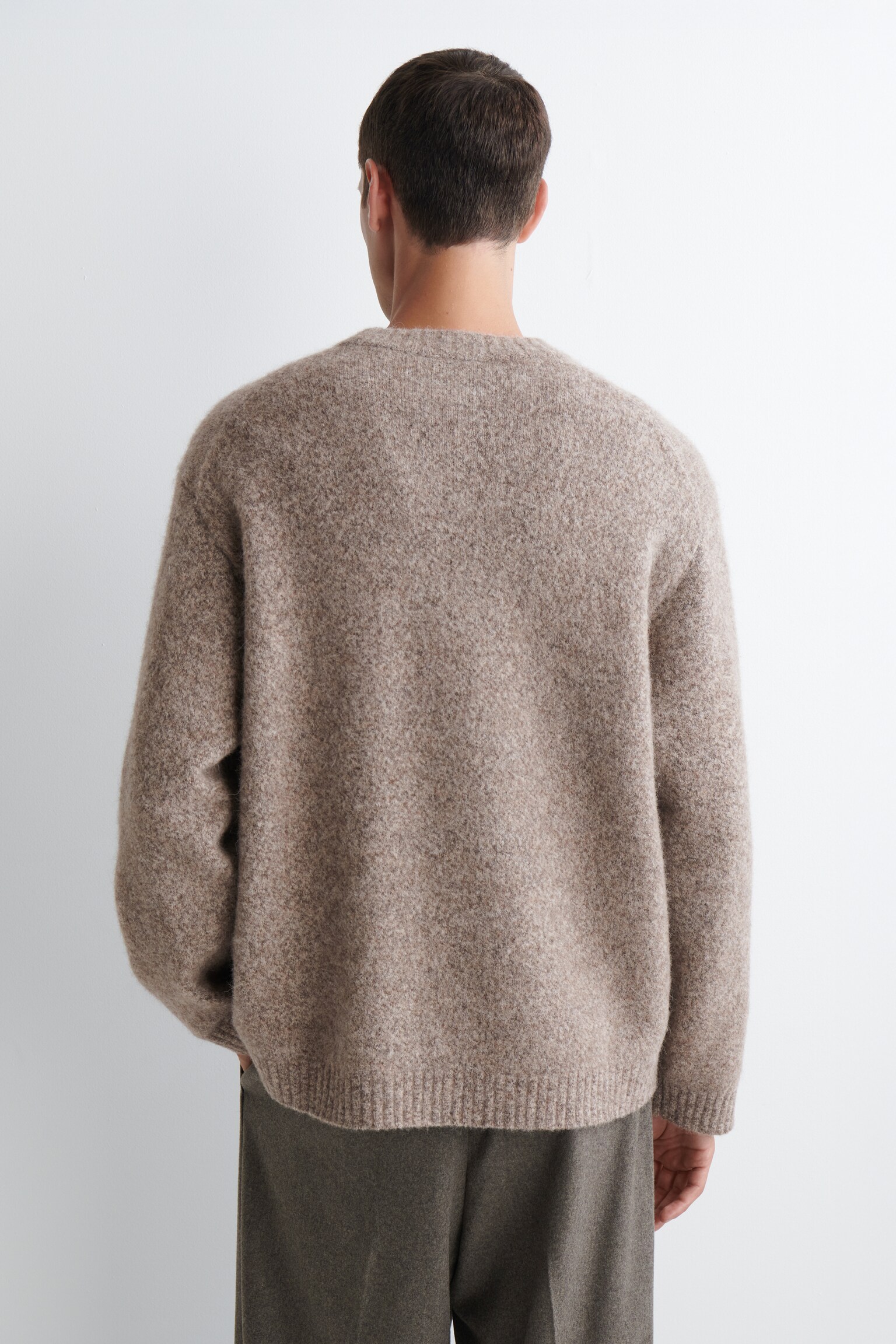 OVERSIZED ALPACA-BLEND CREW-NECK JUMPER - TAUPE MÉLANGE/BLUE MÉLANGE - 4
