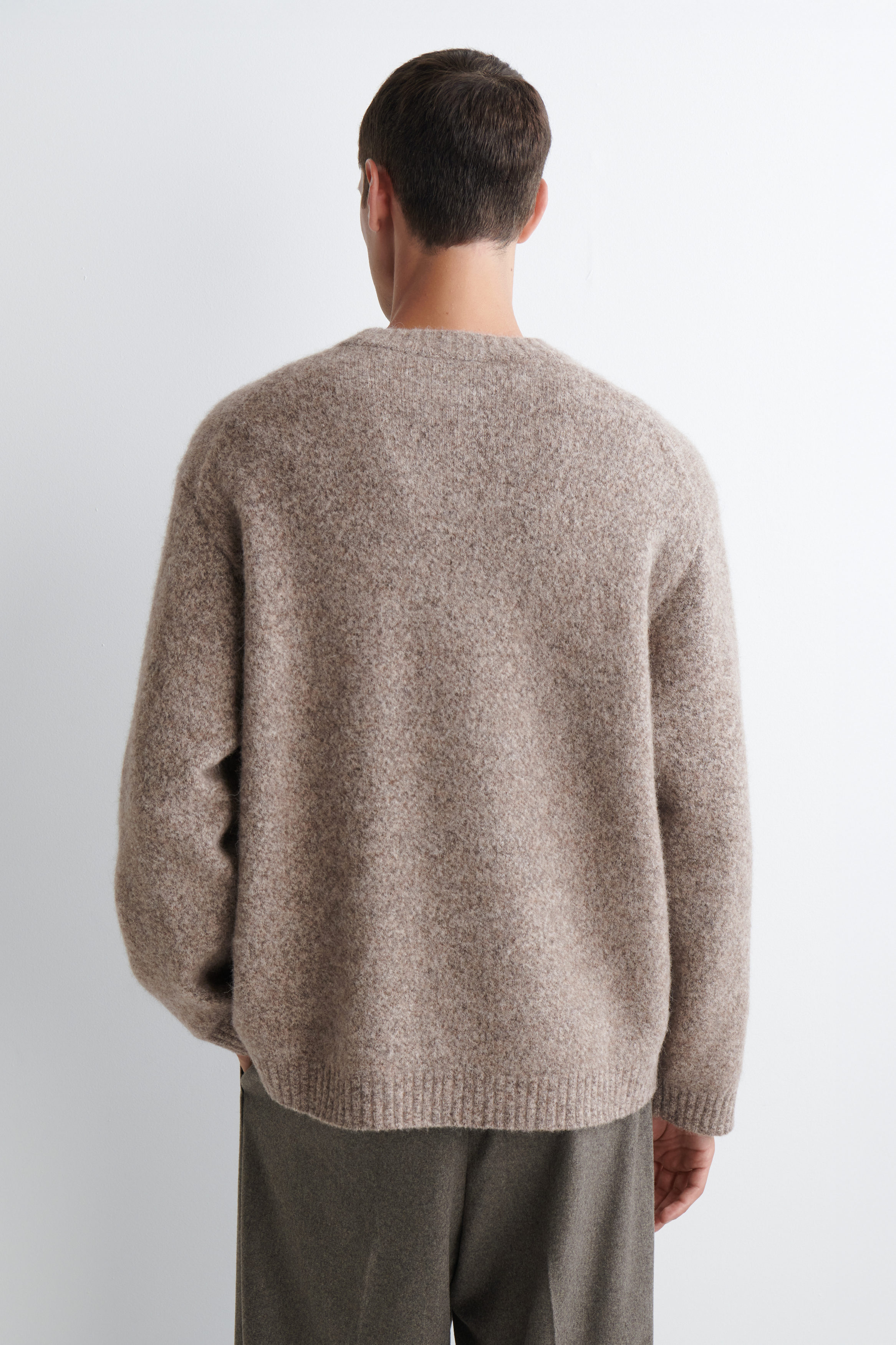 OVERSIZED ALPACA-BLEND CREW-NECK SWEATER - TAUPE MELANGE