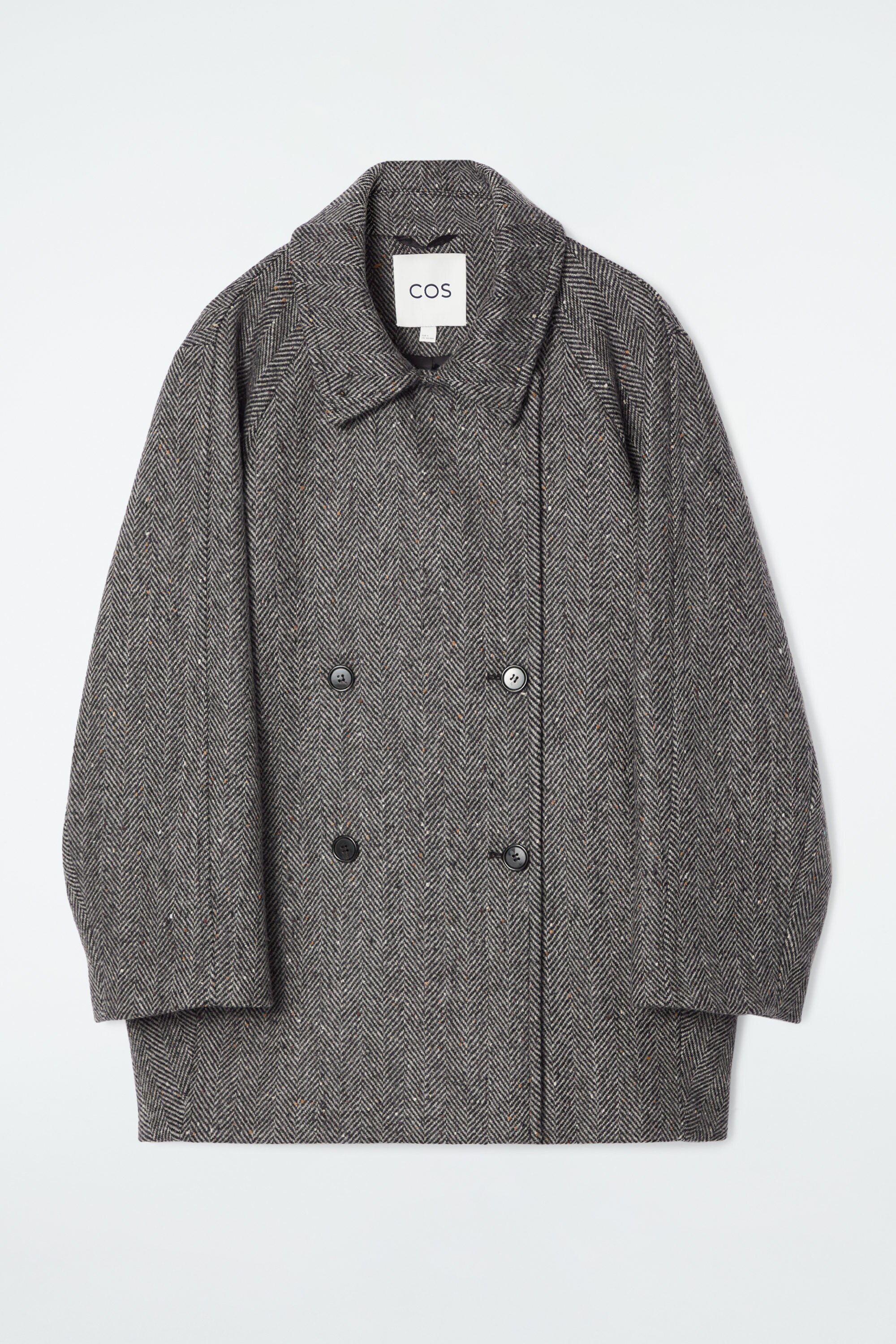 OVERSIZED DOUBLE-BREASTED WOOL PEA COAT - GRAY | COS US