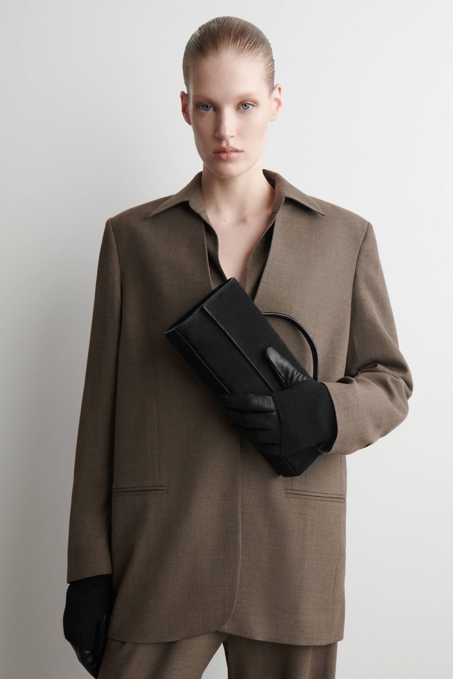 GANTS EN CUIR SUPERPOSÉS - Noir - 1