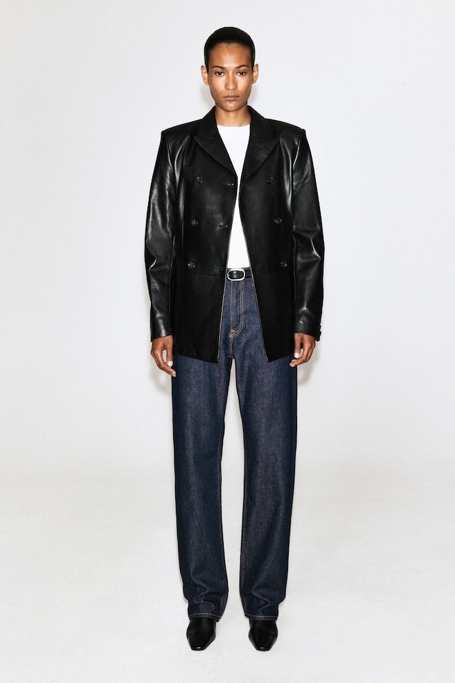 CHORD STRAIGHT-LEG JEANS — DARK INDIGO