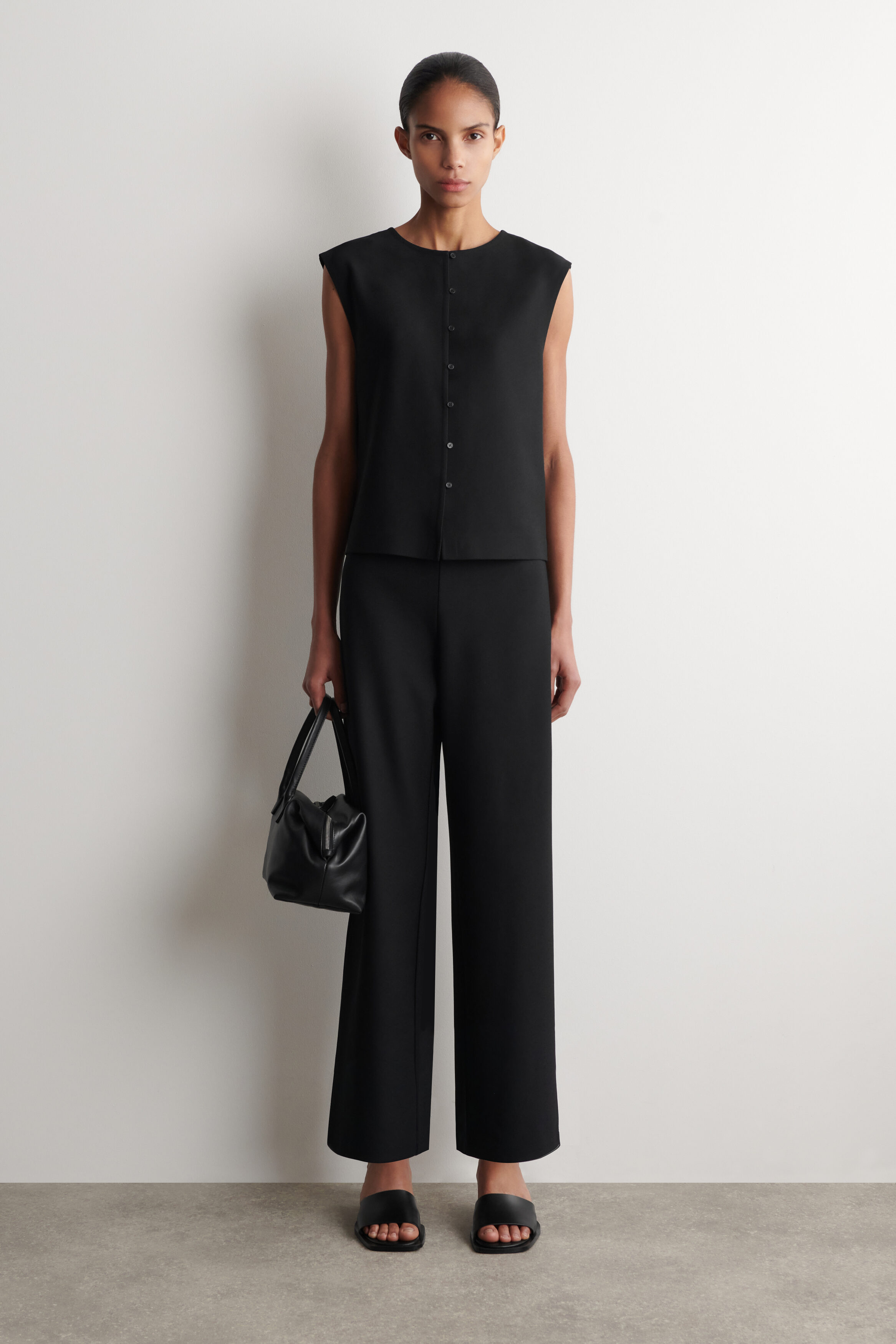 BUTTONED KNITTED TOP - BLACK | COS US