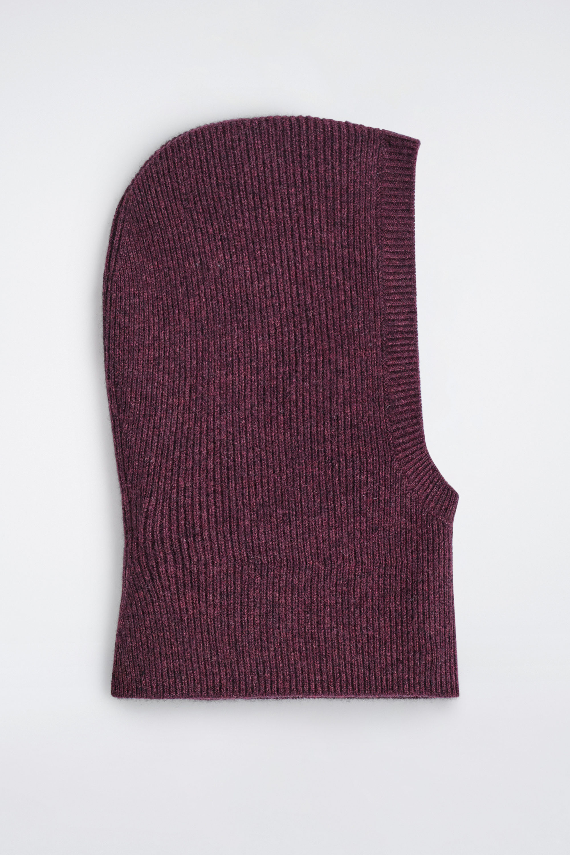 RIBBED WOOL-CASHMERE BALACLAVA - BORDEAUX MÉLANGE | COS