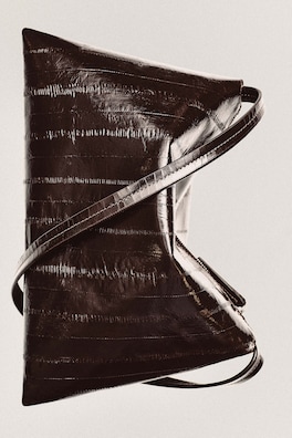 PAVILION SHOULDER BAG - EEL-EFFECT LEATHER — BROWN 5