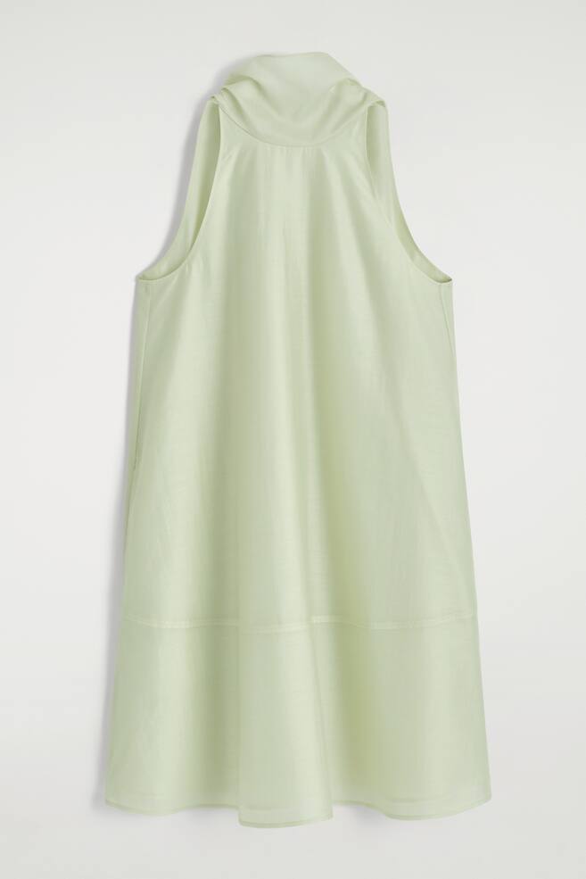 FLUID HALTERNECK MINI DRESS - LIGHT GREEN/DARK BROWN - 1
