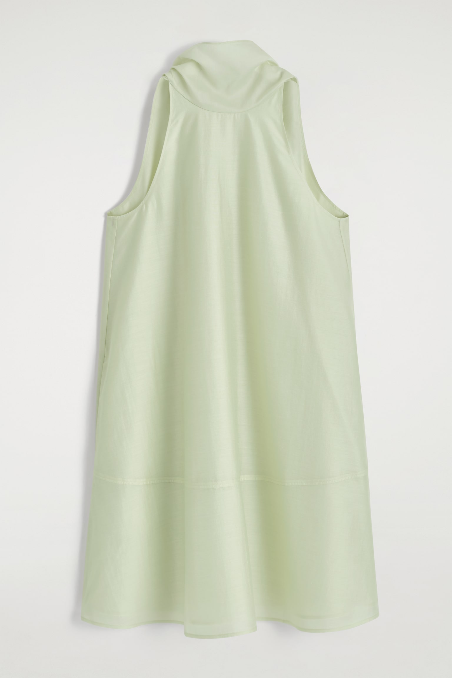 VESTIDO CORTO FLUIDO CON CUELLO HALTER - VERDE CLARO/ROJO/MARRÓN OSCURO