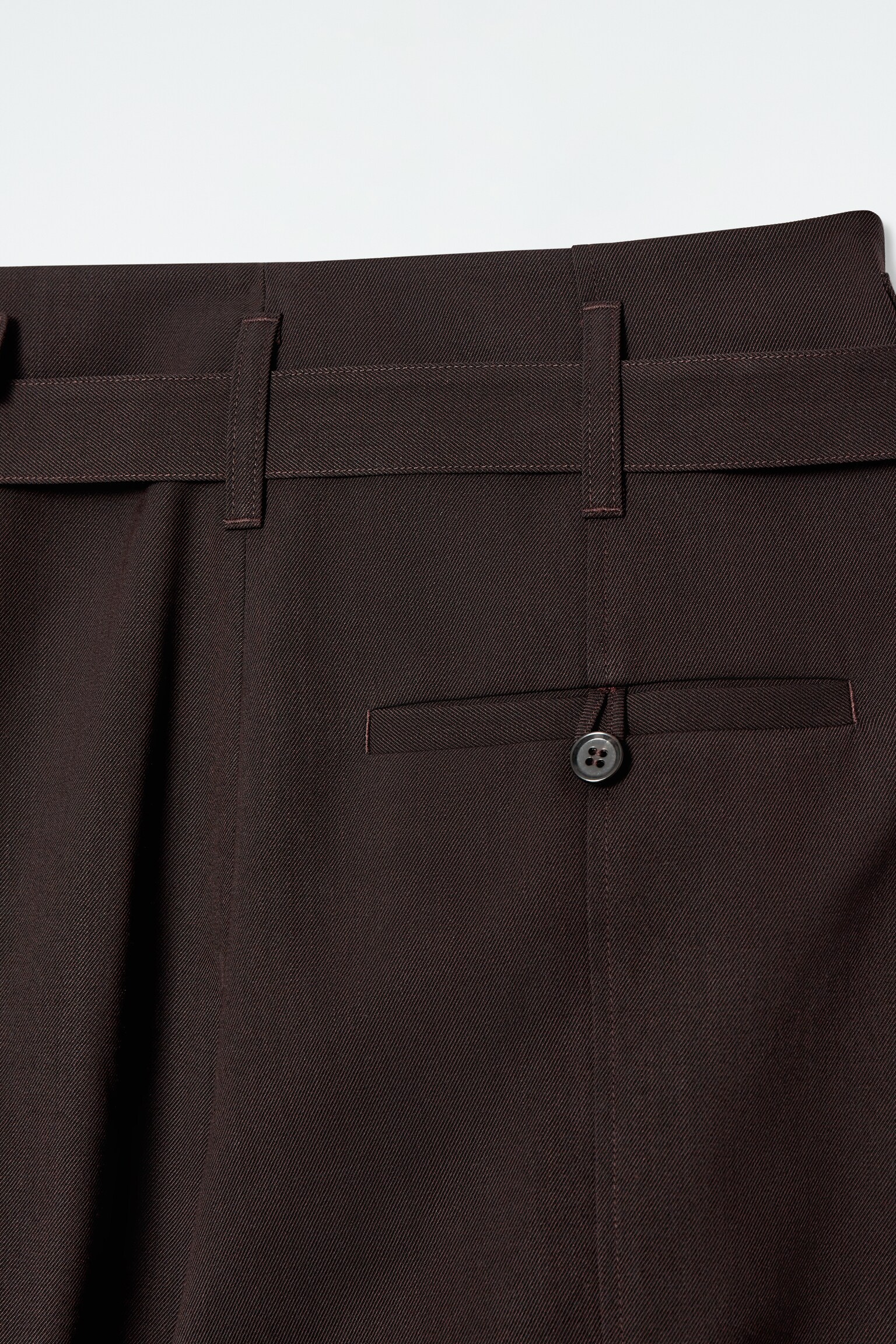 TURN-UP WOOL-BLEND TROUSERS - DARK BROWN - 8